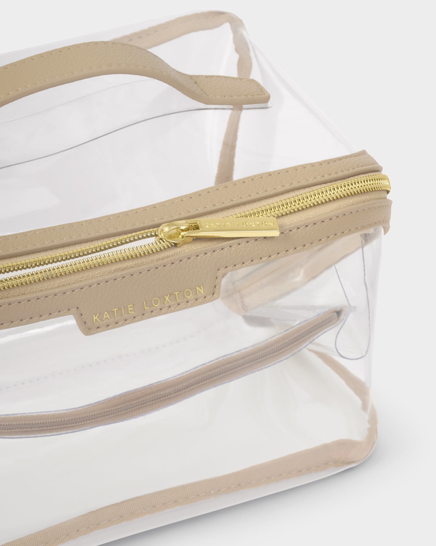 Large Clear Fold-Out Wash Bag 'Light Taupe'