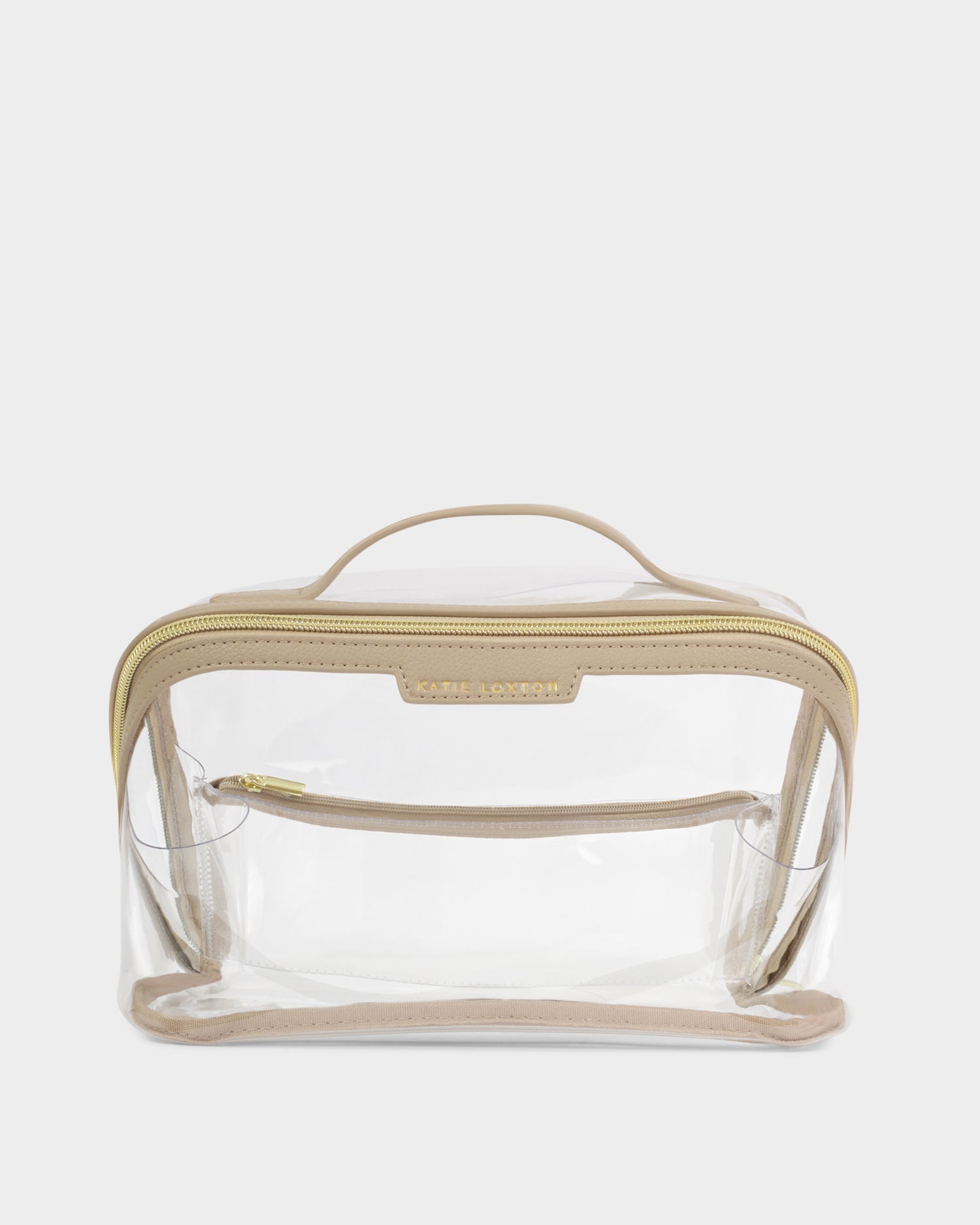 Large Clear Fold-Out Wash Bag 'Light Taupe'