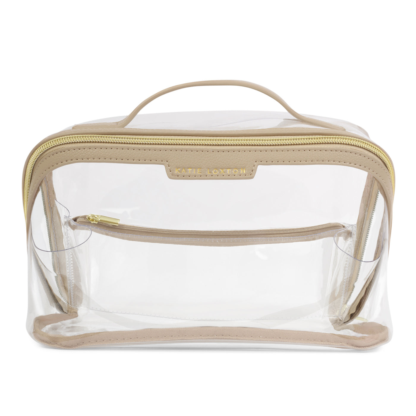 Large Clear Fold-Out Wash Bag 'Light Taupe'