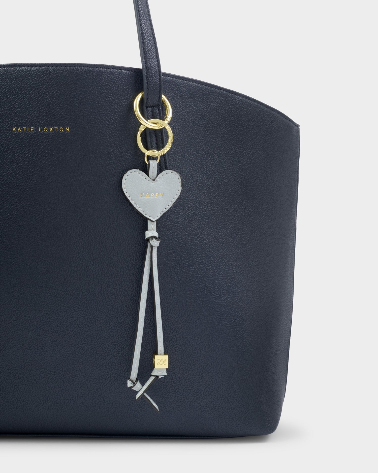 Heart Bag Charm Keyring 'Happy' Moonstone Blue