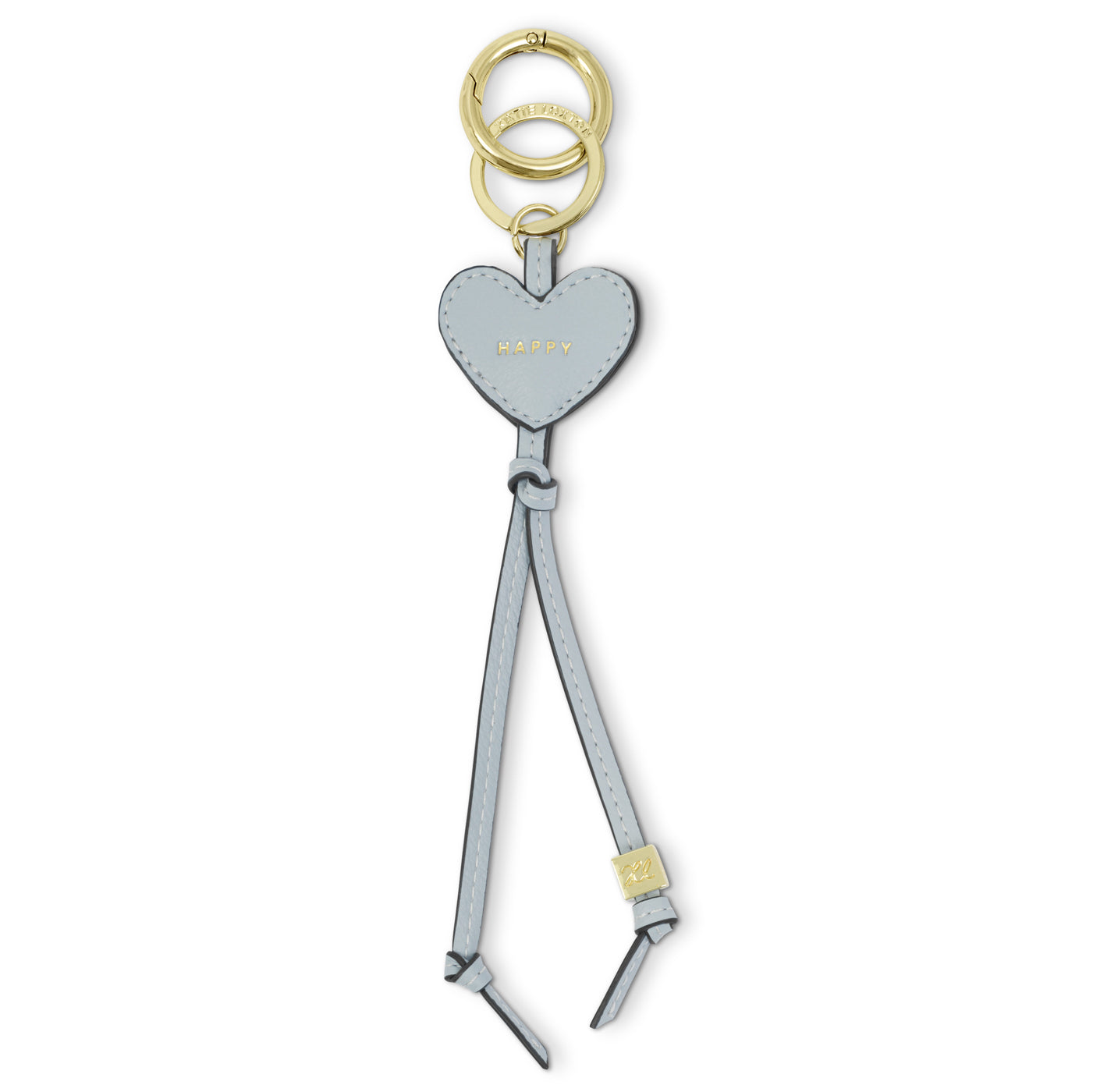 Heart Bag Charm Keyring 'Happy' Moonstone Blue