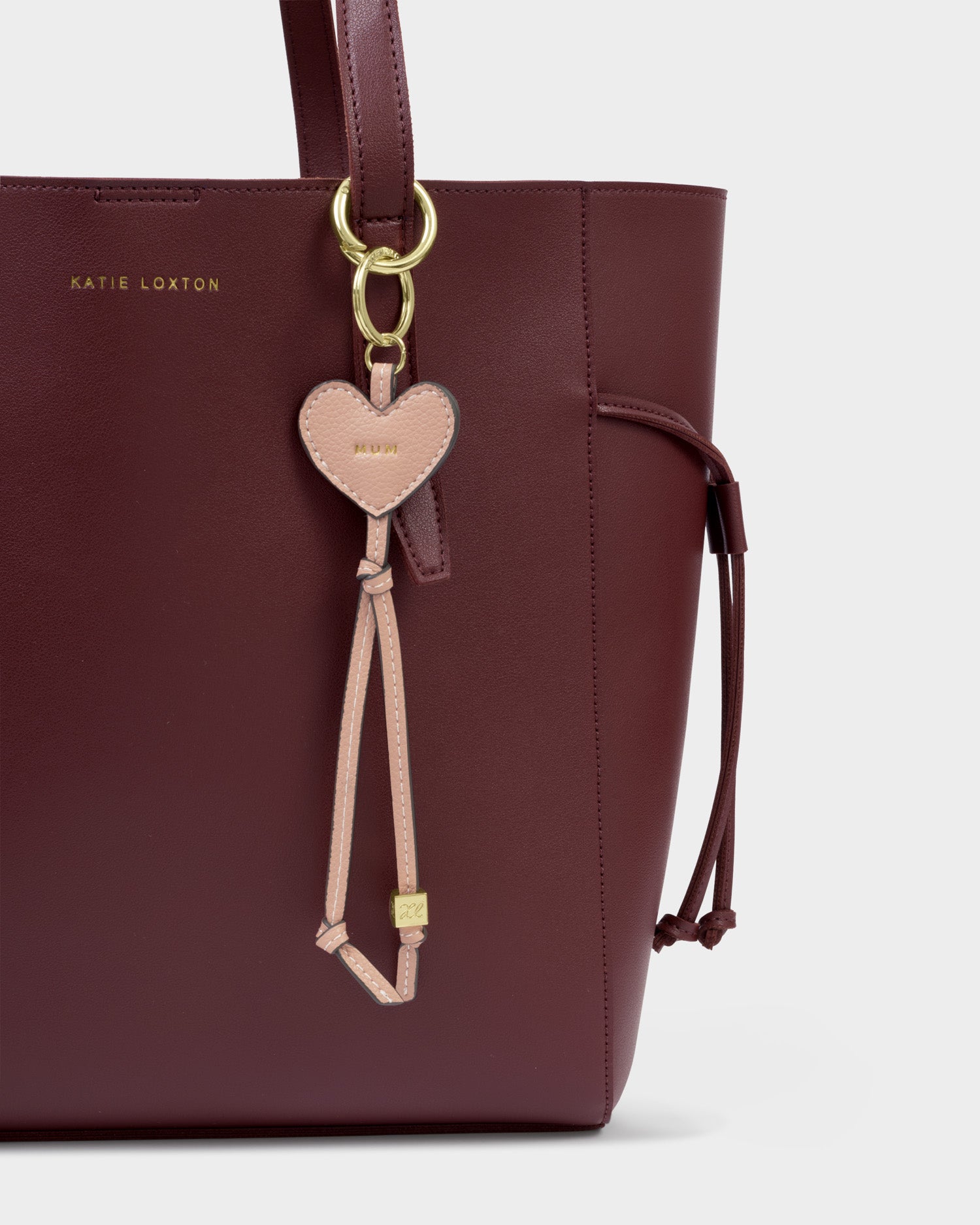 Heart Bag Charm Keyring 'Mum' Blush Taupe