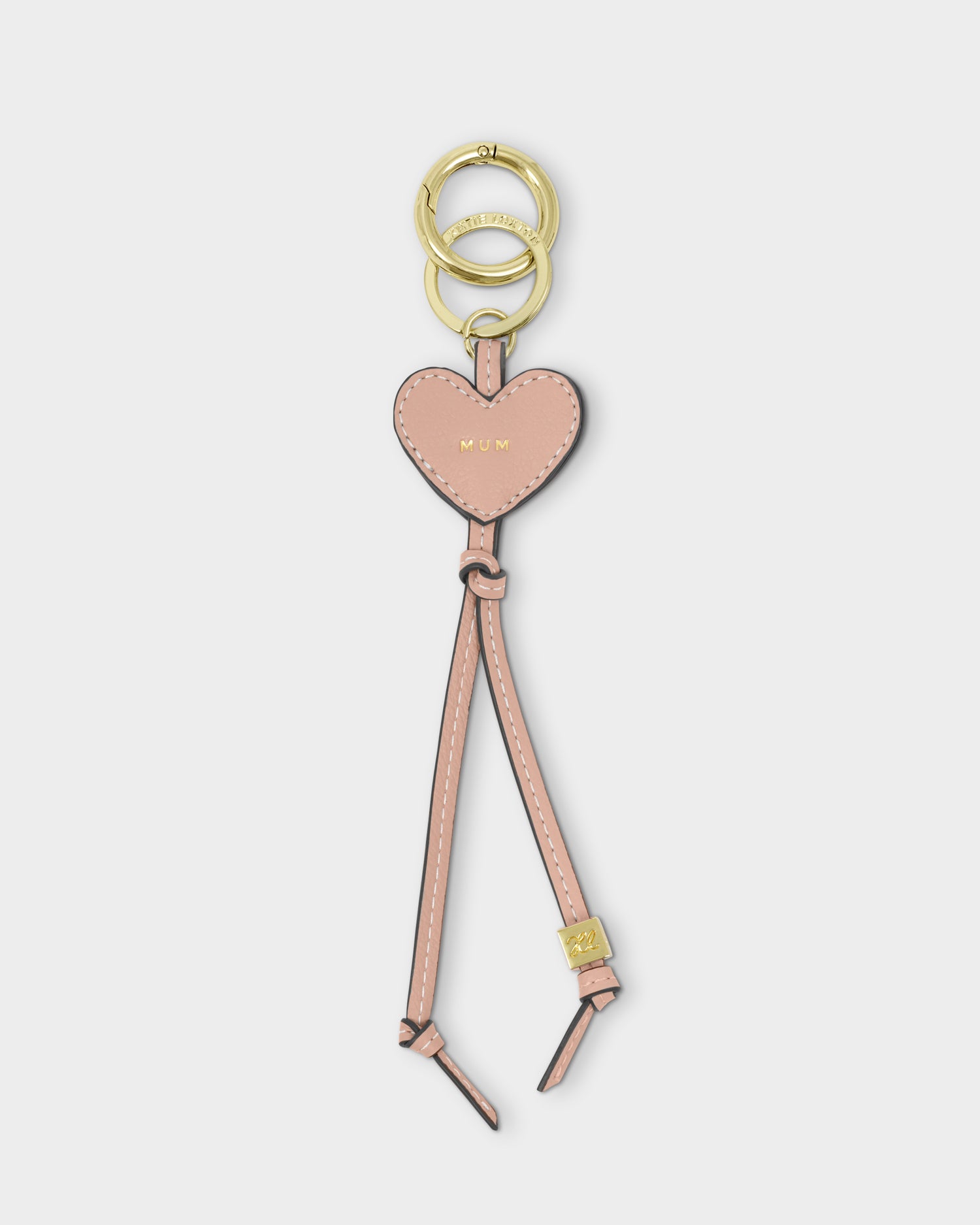 Heart Bag Charm Keyring 'Mum' Blush Taupe