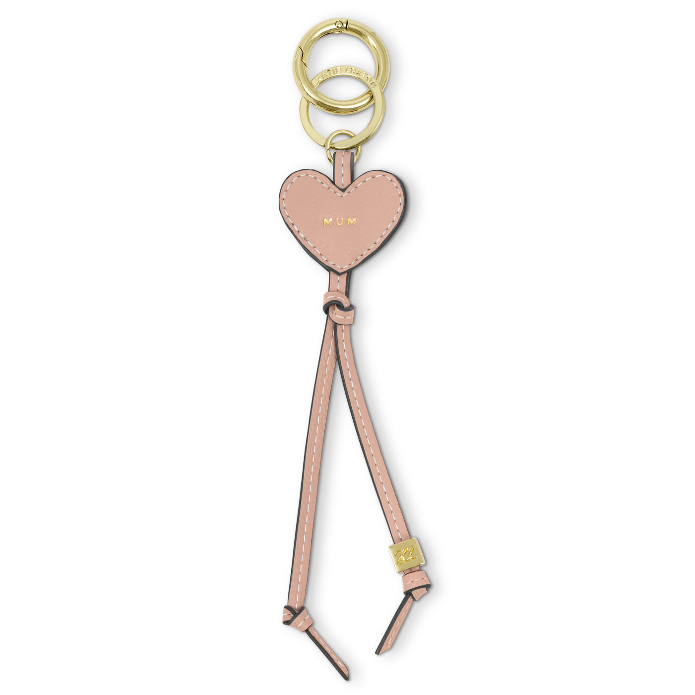 Heart Bag Charm Keyring 'Mum' Blush Taupe