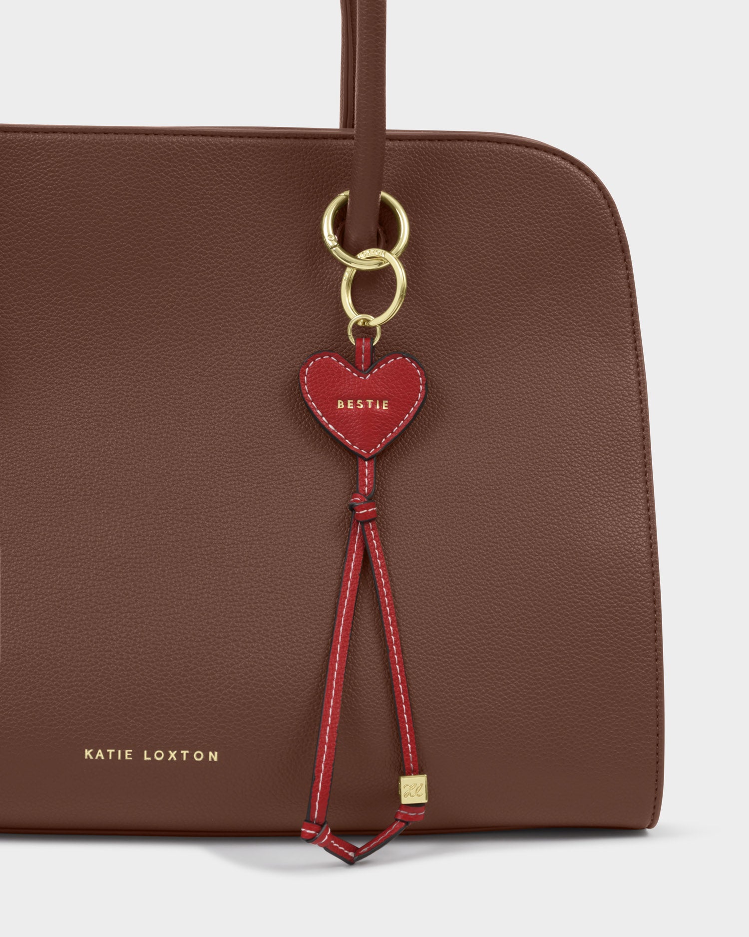 Heart Bag Charm Keyring 'Bestie' Red