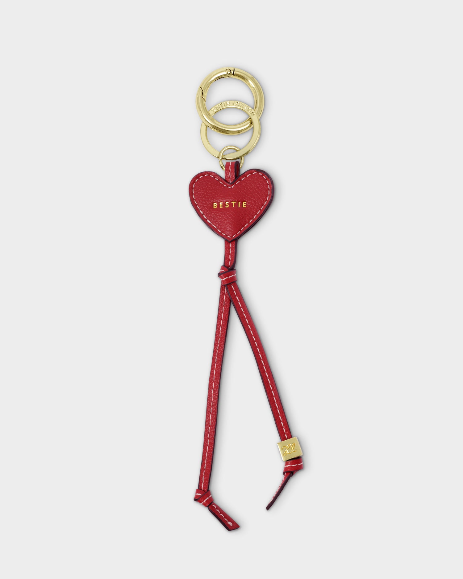 Heart Bag Charm Keyring 'Bestie' Red
