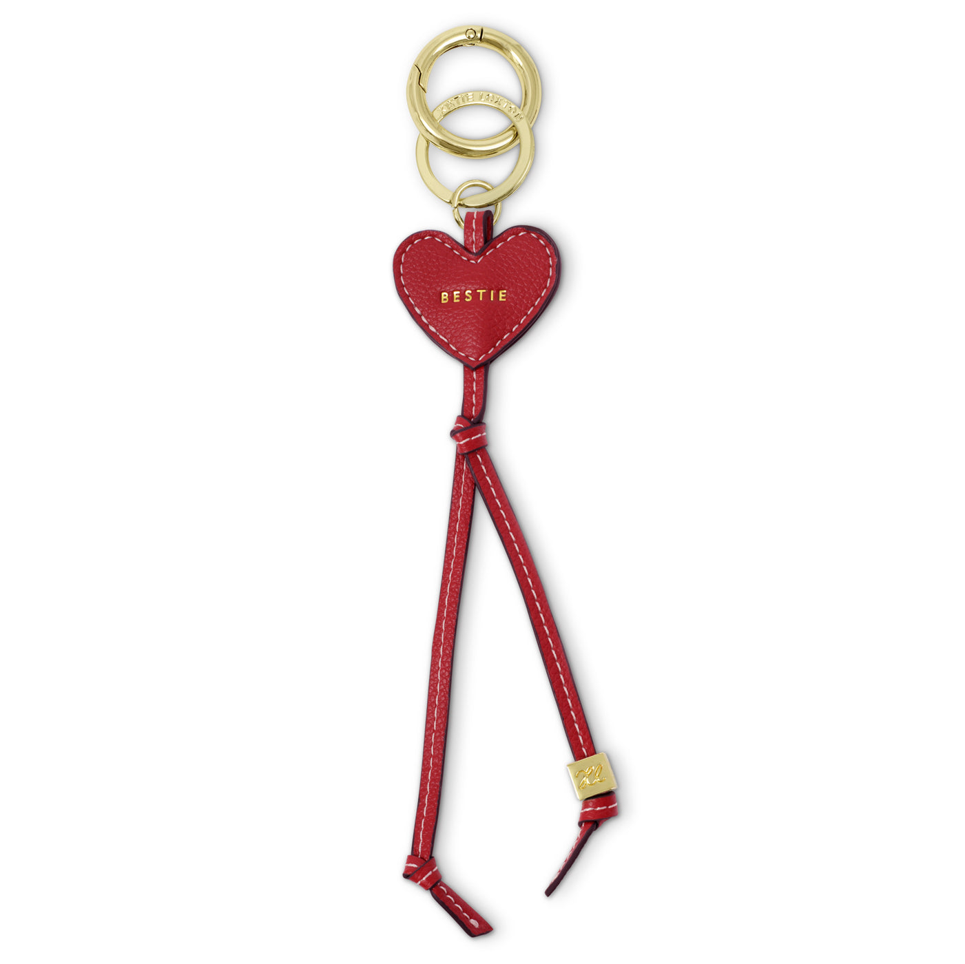 Heart Bag Charm Keyring 'Bestie' Red