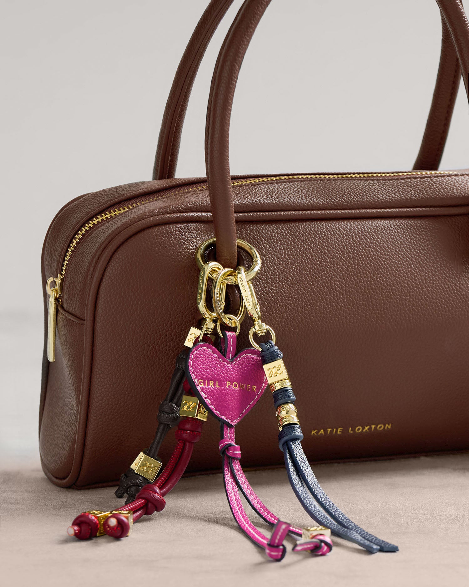 Heart Bag Charm Keyring 'Girl Power' Fuchsia