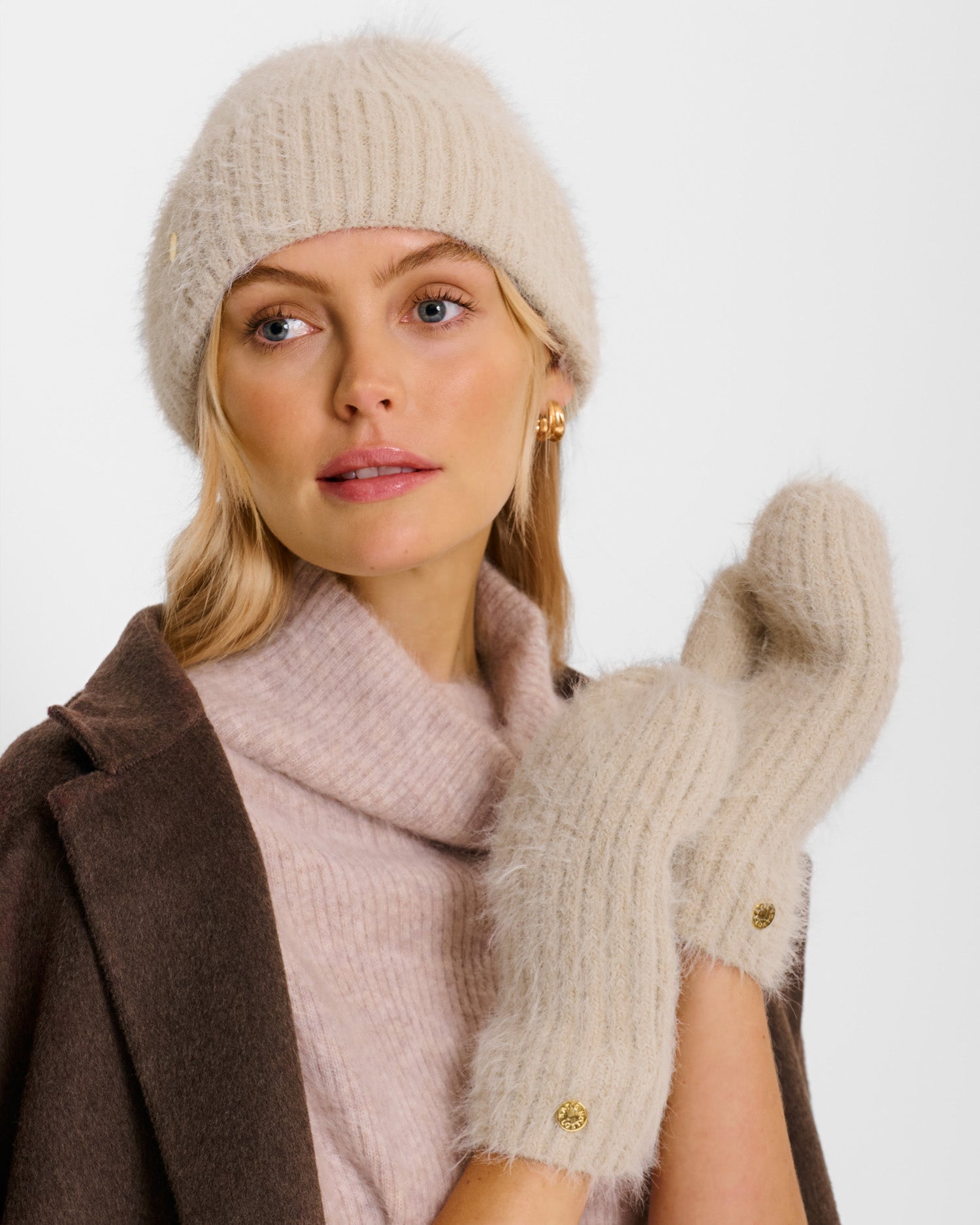 Gift Boxed Hat And Mitten Set 'Taupe'