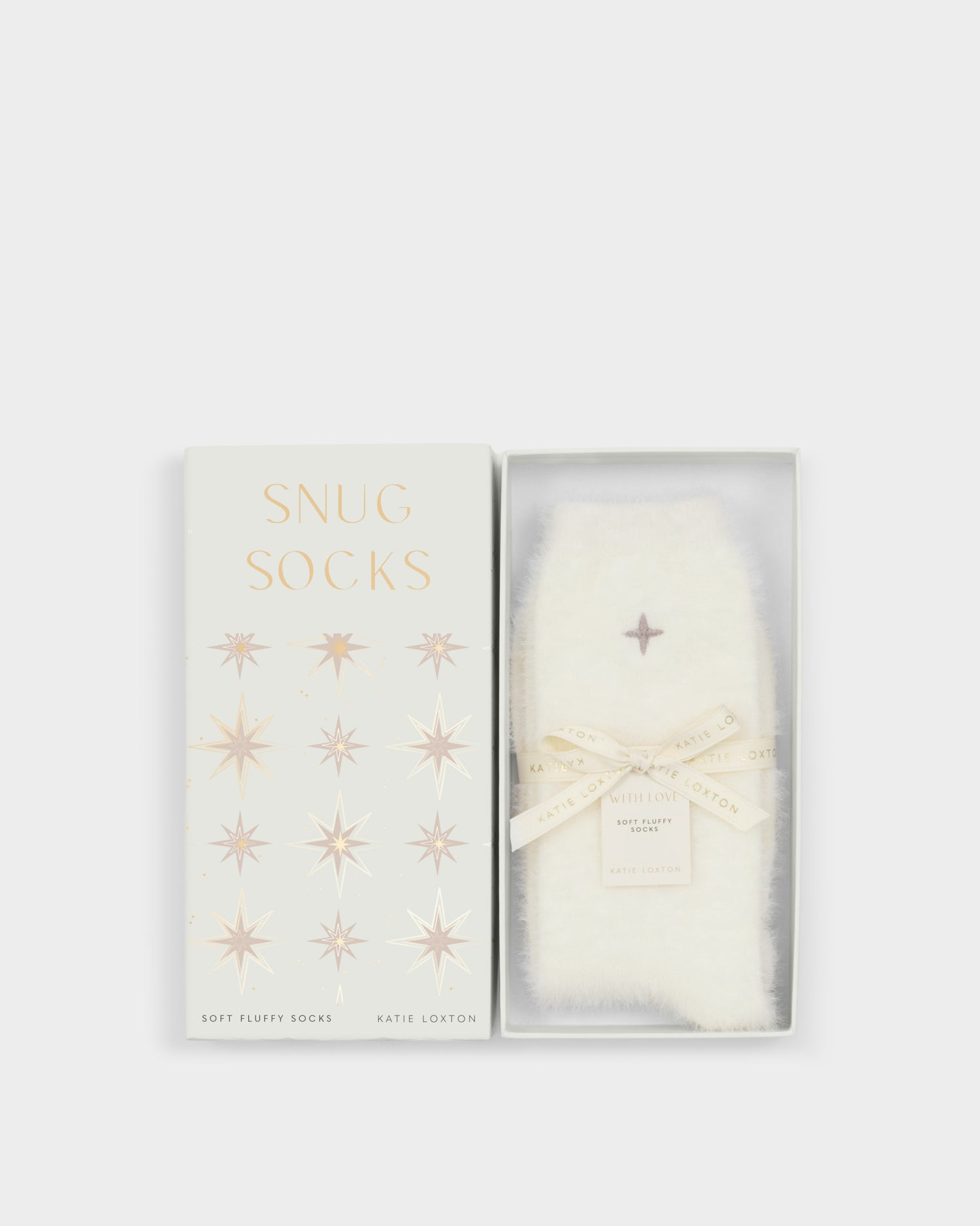 Gift Boxed Fluffy Socks 'Star' Off White