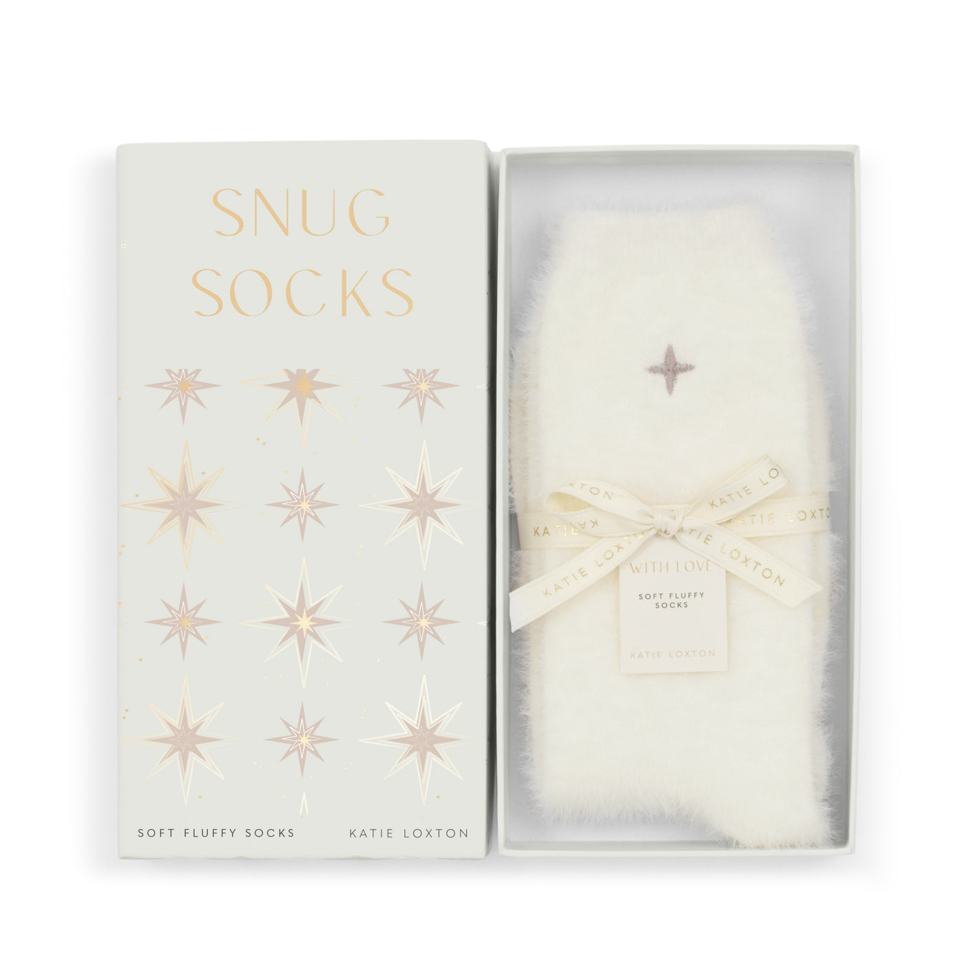Gift Boxed Fluffy Socks 'Star' Off White