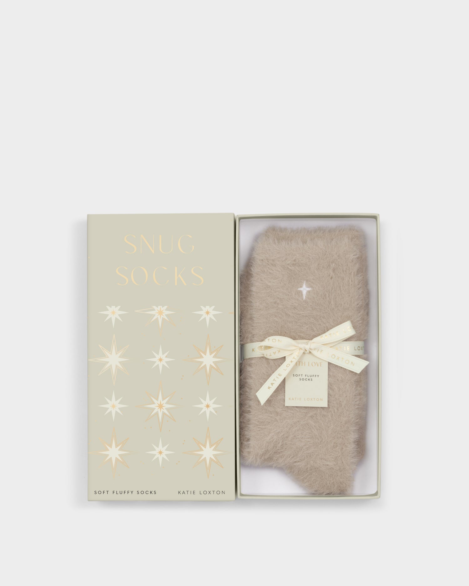 Gift Boxed Fluffy Socks 'Star' Taupe