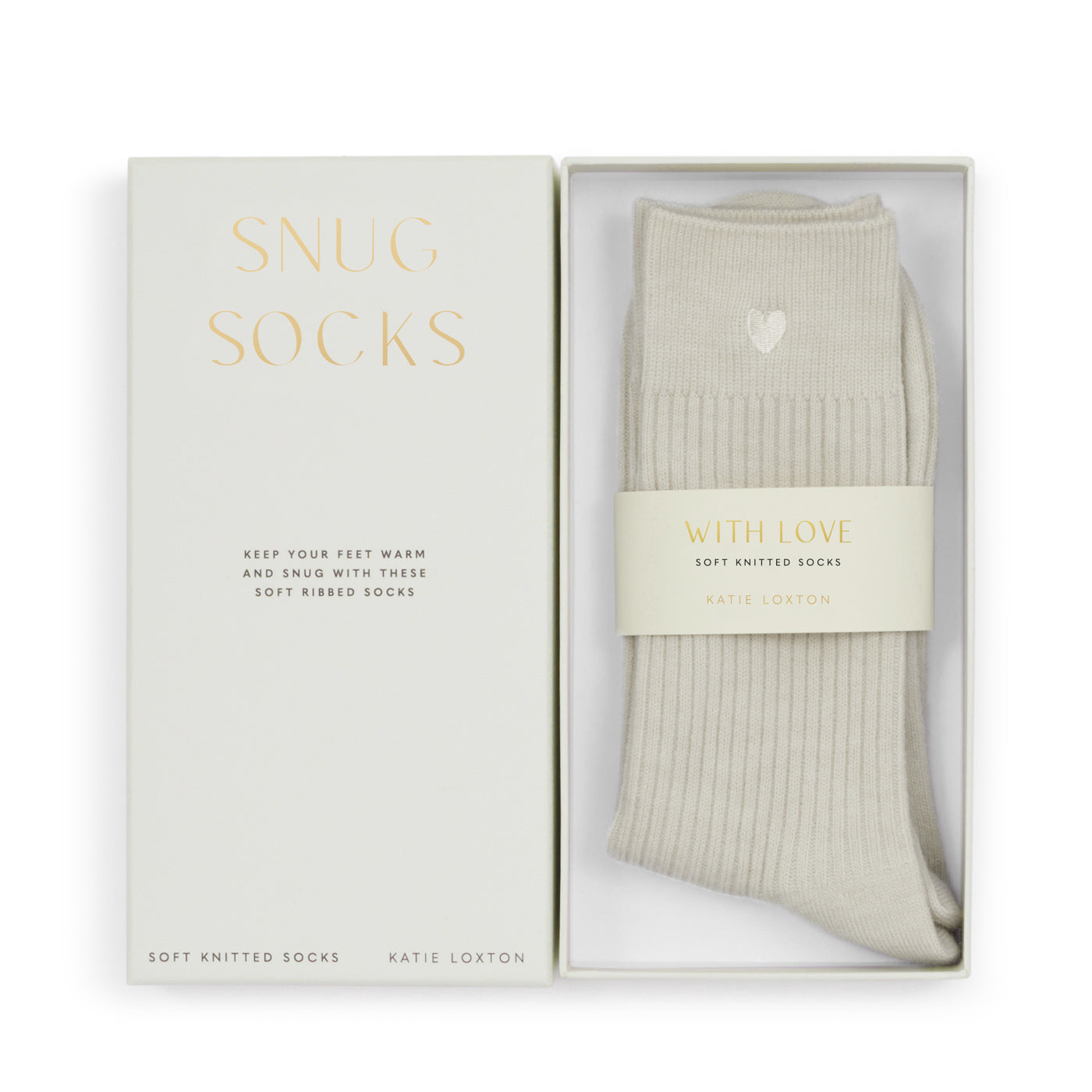 Gift Boxed Socks 'Heart' Off White