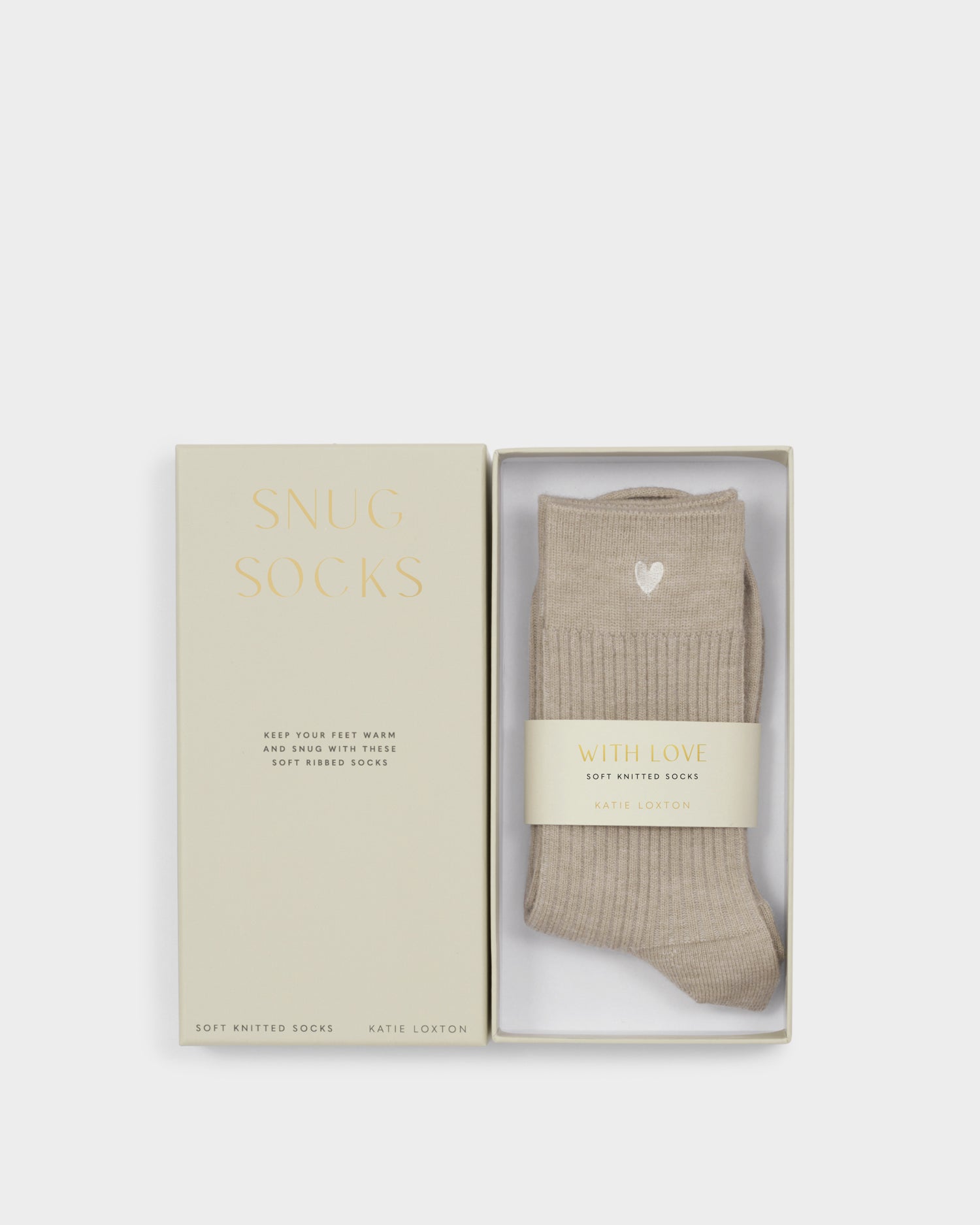 Gift Boxed Socks 'Heart' Taupe