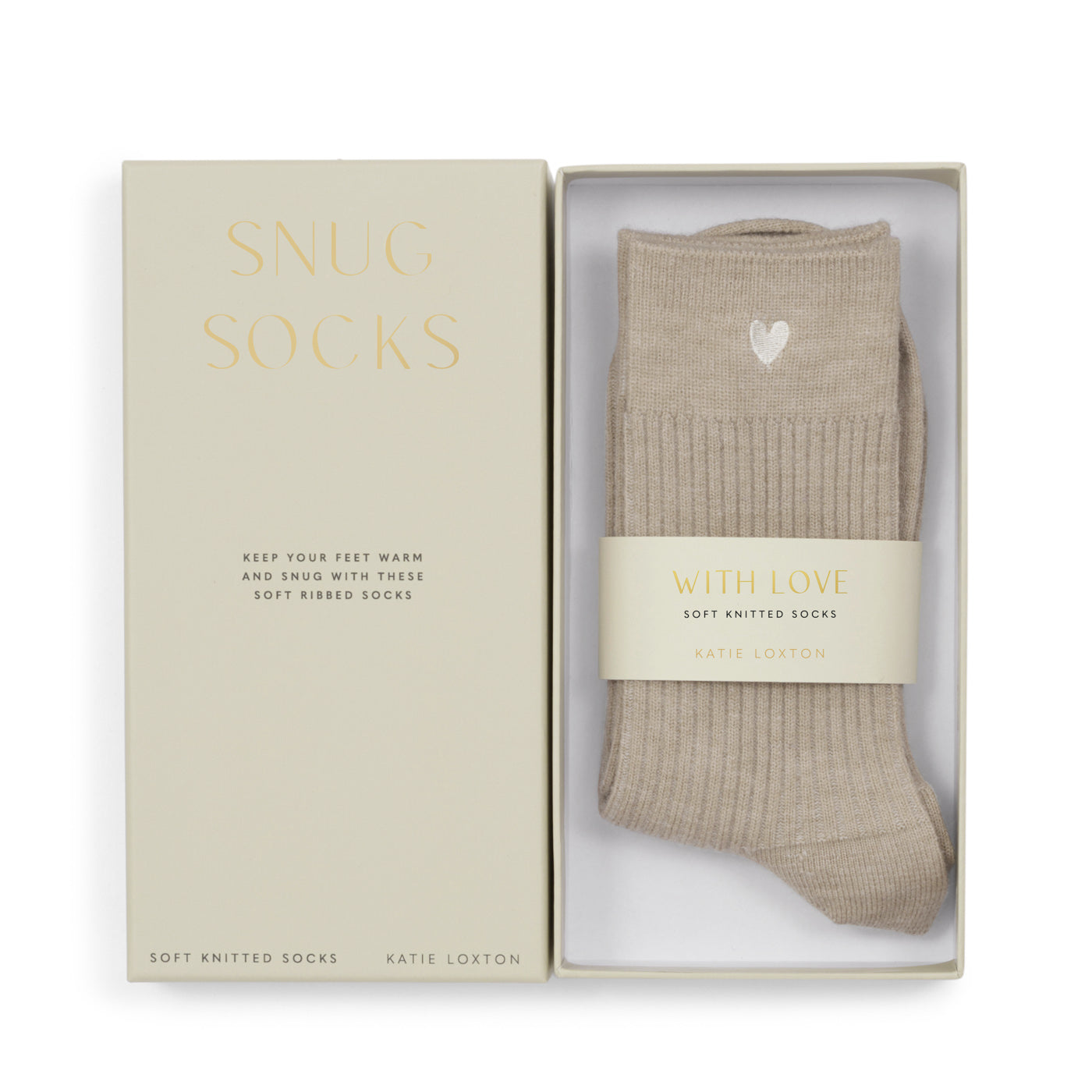 Gift Boxed Socks 'Heart' Taupe