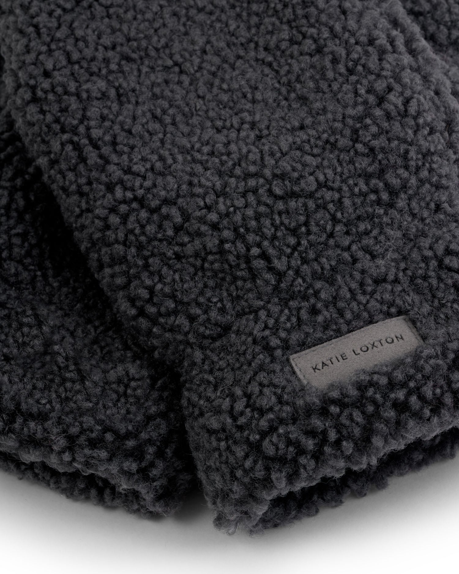 Teddy Mittens With Cord 'Charcoal'