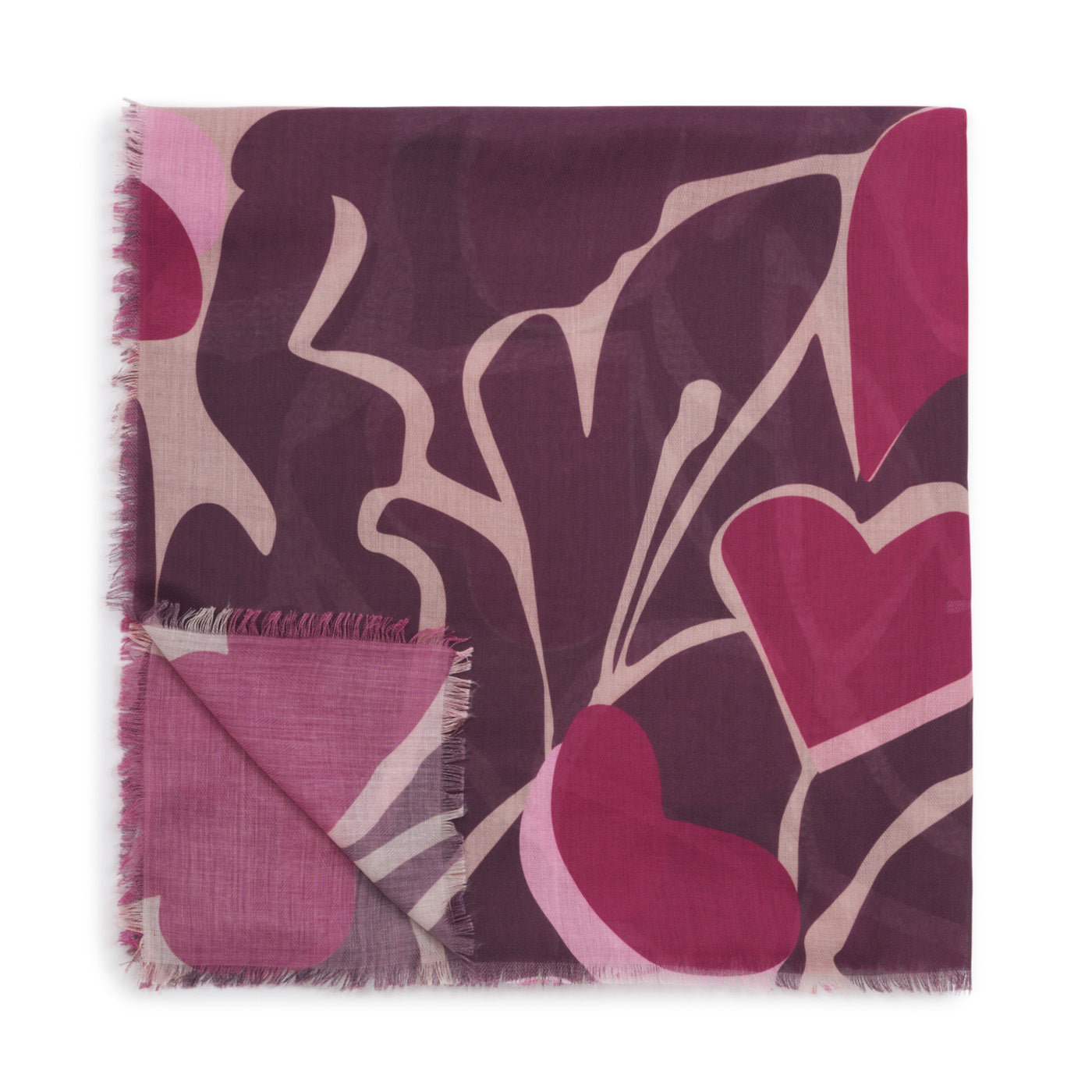 Printed Scarf 'Organic Heart' Cherry / Deep Red