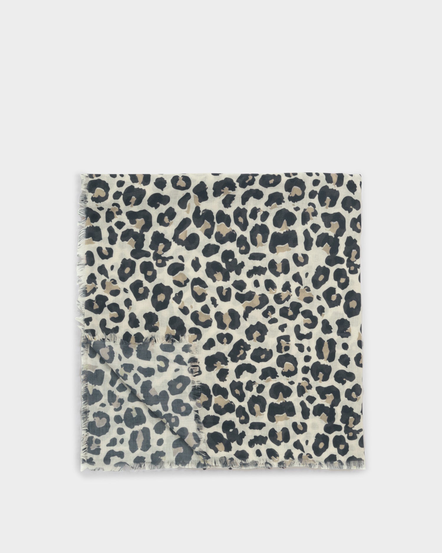 Printed Scarf 'Leopard' Ecru / Black