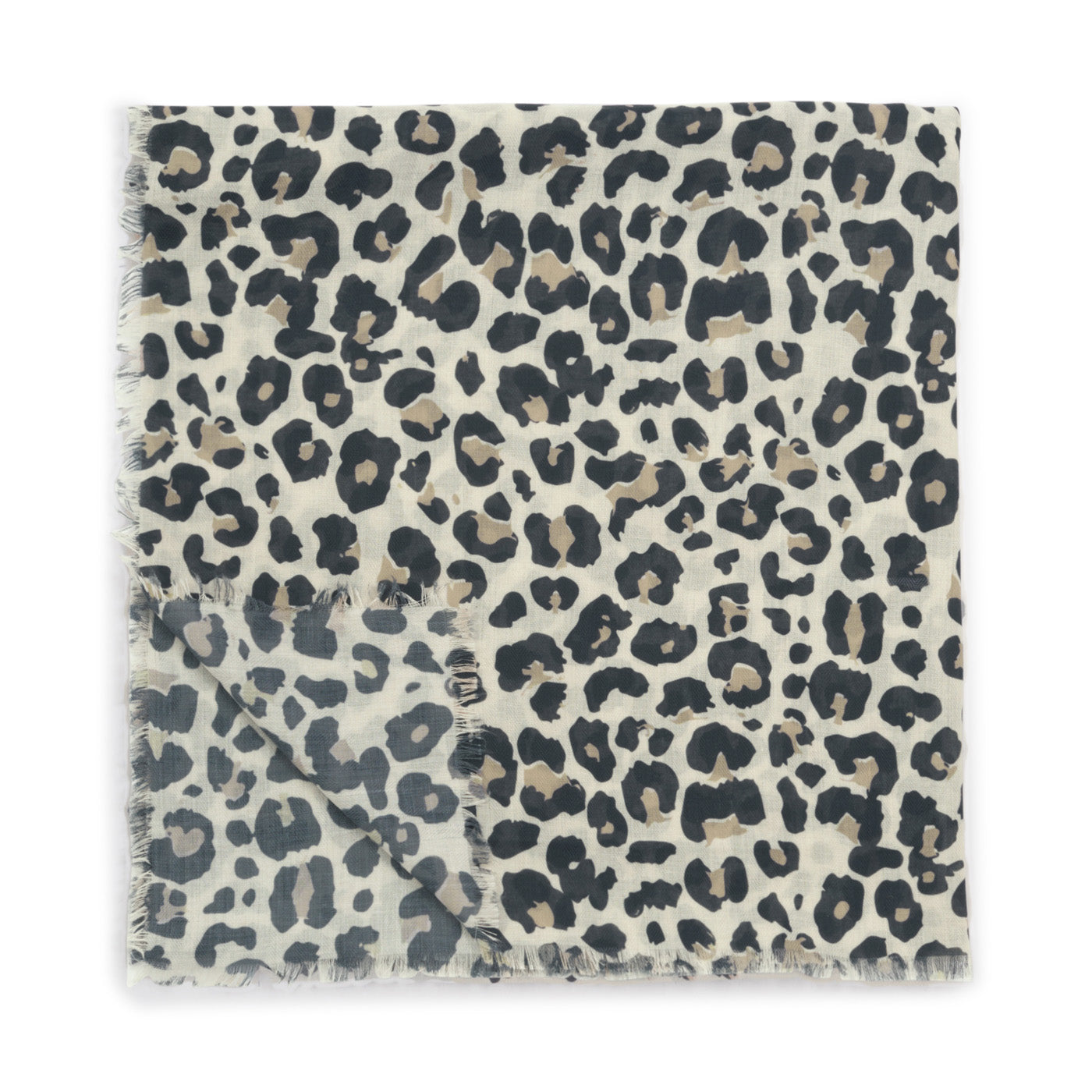 Printed Scarf 'Leopard' Ecru / Black