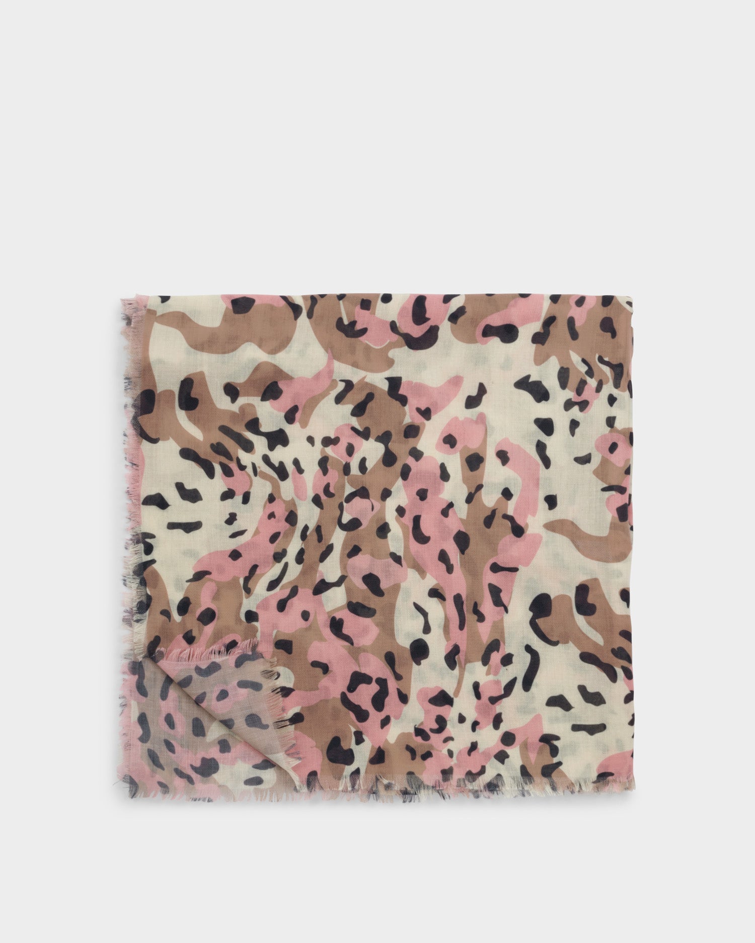Printed Scarf 'Blush Tortoiseshell' Ecru / Brown / Pink