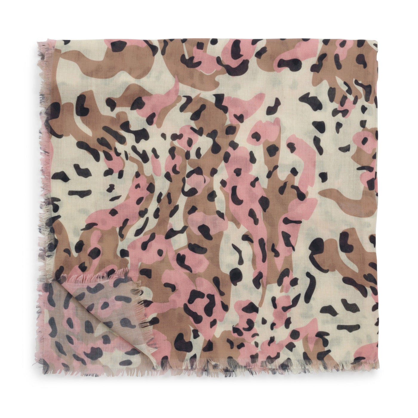 Printed Scarf 'Blush Tortoiseshell' Ecru / Brown / Pink