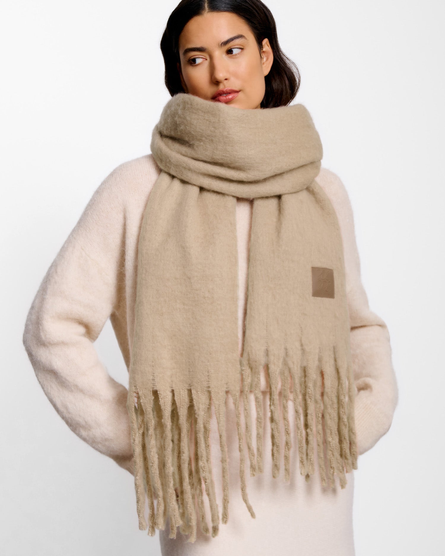 Recycled Tassel Scarf 'Blush Taupe'