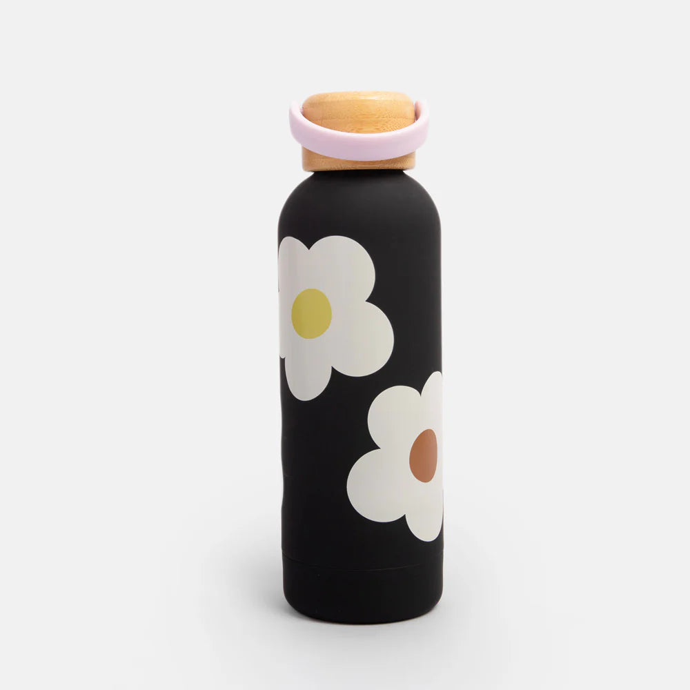 Multi Flower Charcoal Metal Water Bottle