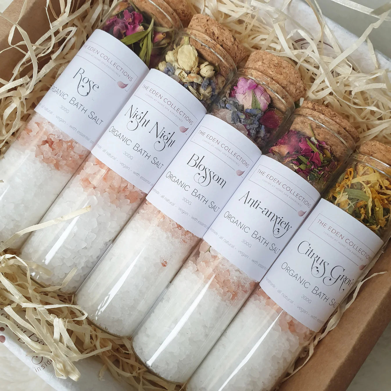 Organic Bath Salts in glass tube - 65g