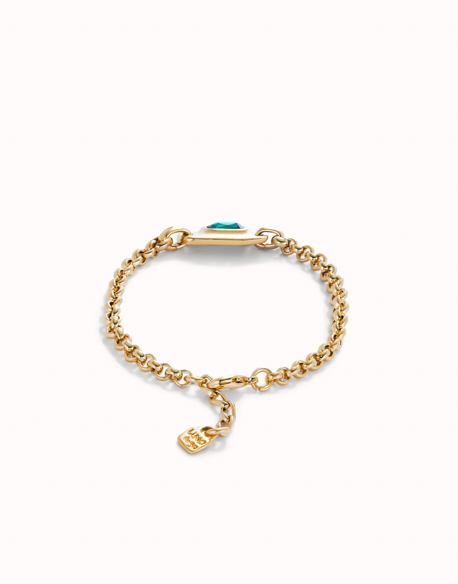 18K gold-plated chain bracelet with green crystal