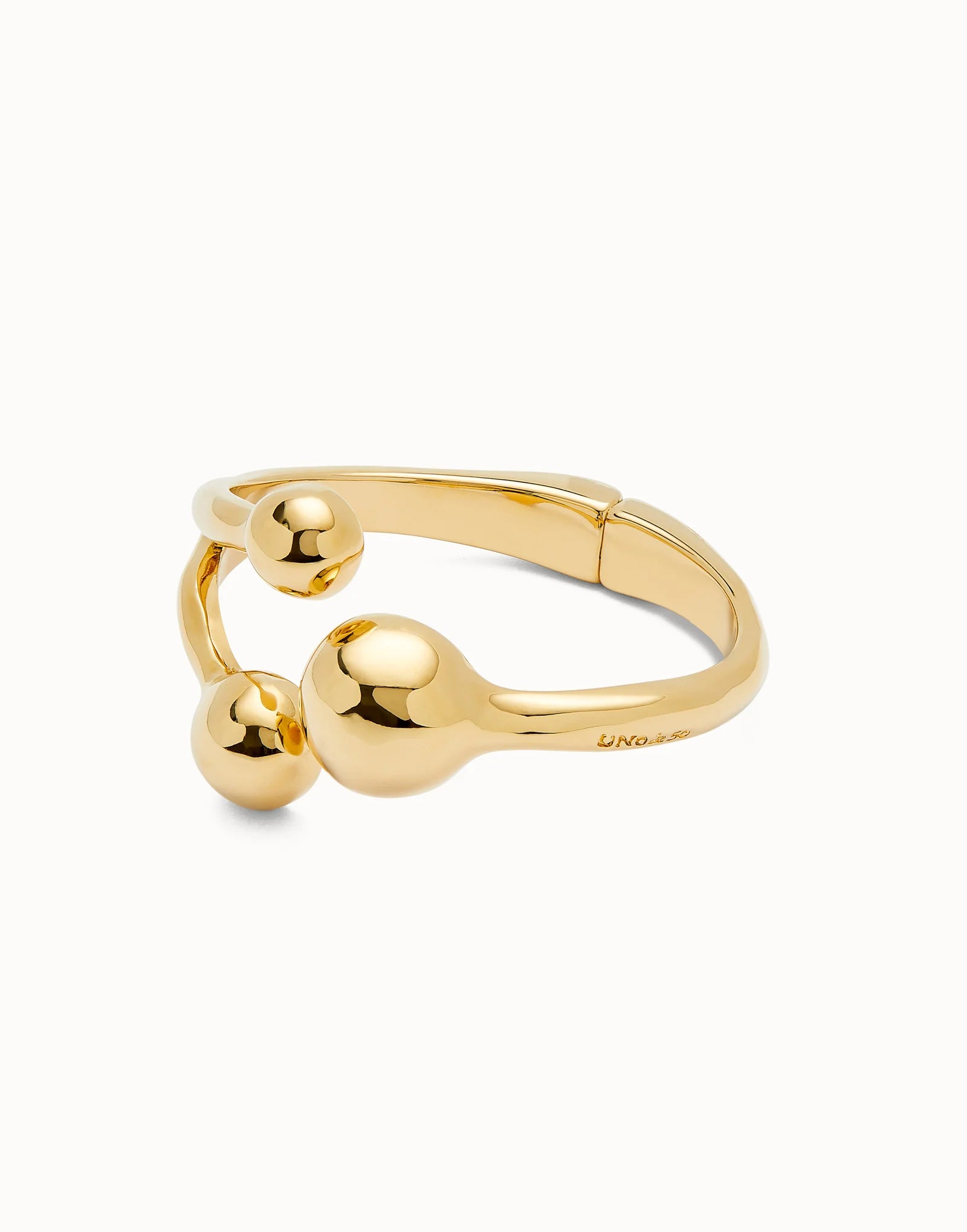 Three Bead Bangle - Uno De 50 - Gold