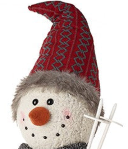 Tall Snowman Carrying Skis