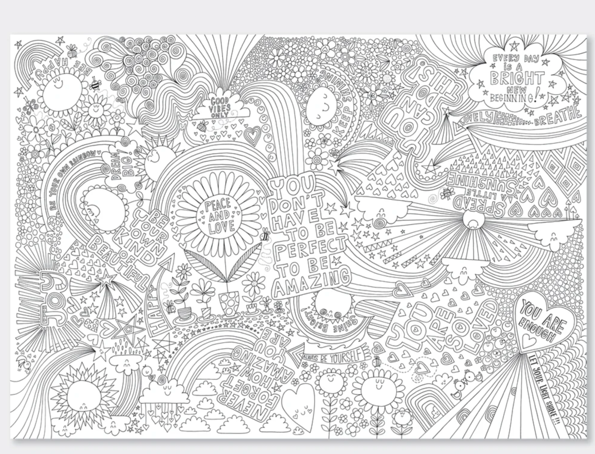 GIANT COLOURING POSTERS - POSITIVE VIBES