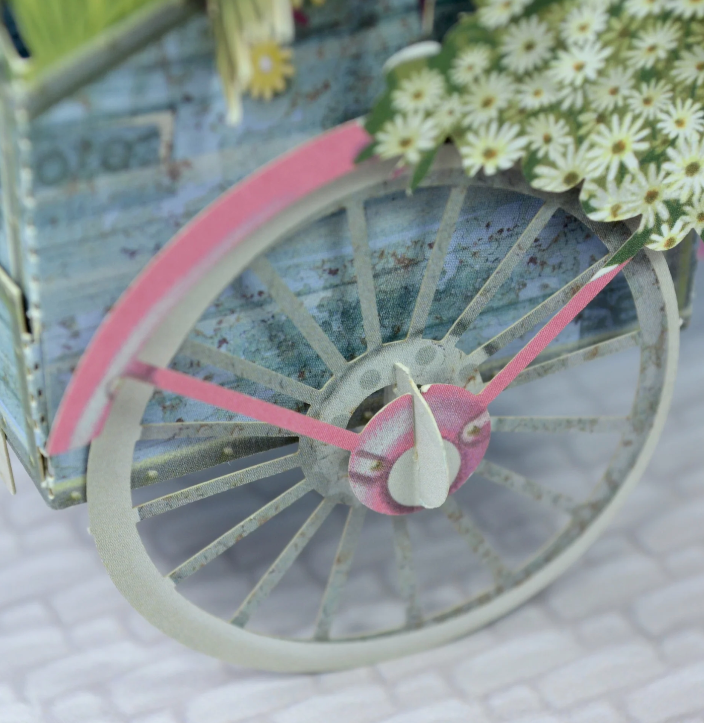 The Flower Sellers Pink Bicycle - Pop Up 3D Card