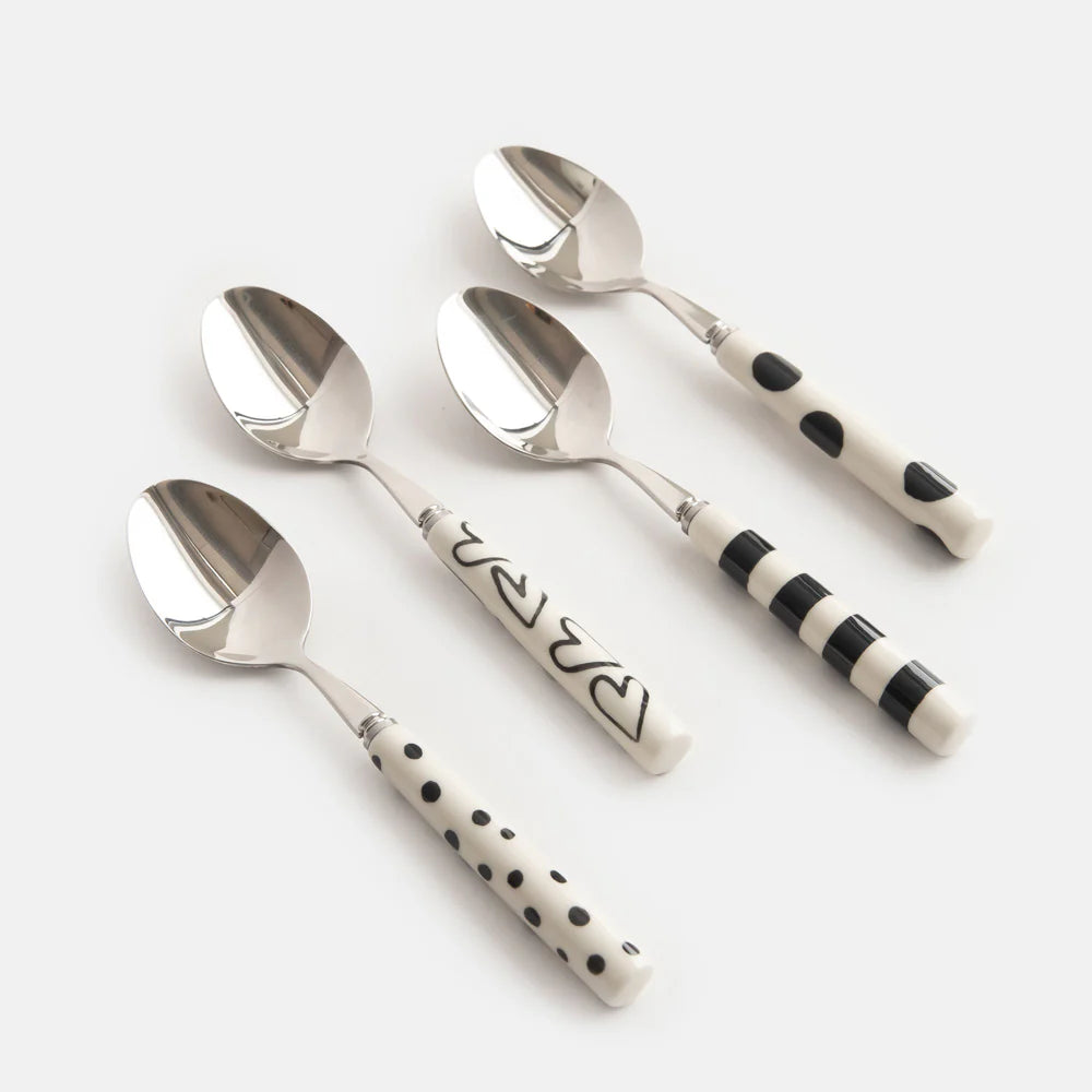 Mono Patterns Stoneware Teaspoons Set of 4