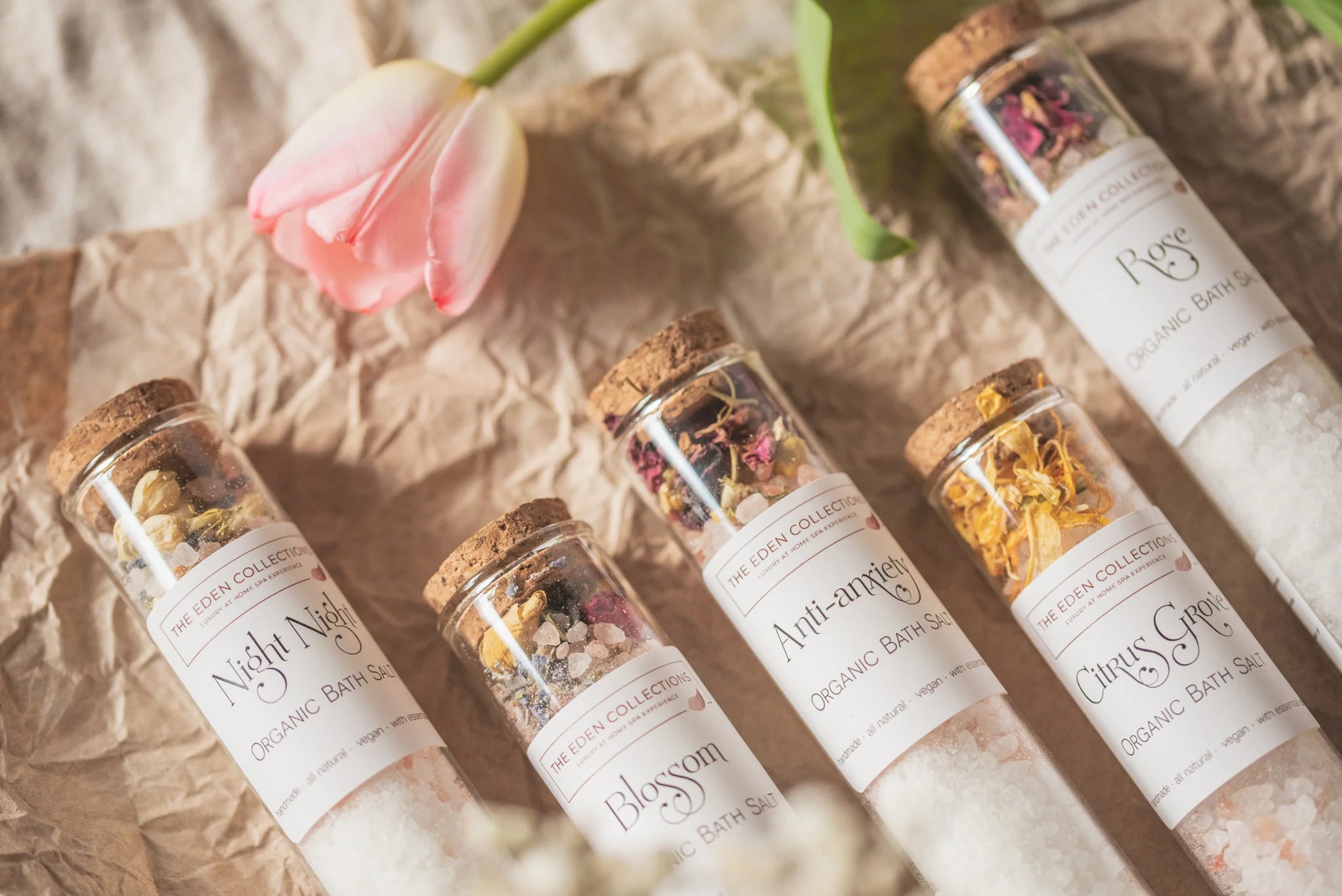 Organic Bath Salts in glass tube - 65g