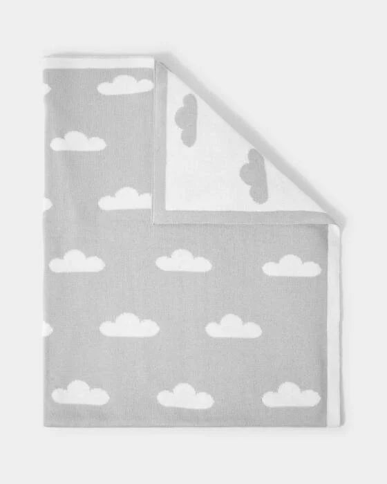 Printed Baby Blanket 'Cloud' Grey / Off White