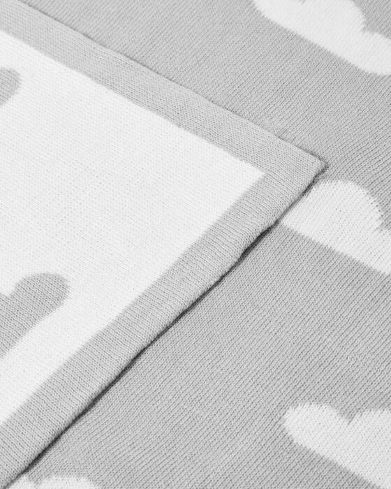 Printed Baby Blanket 'Cloud' Grey / Off White