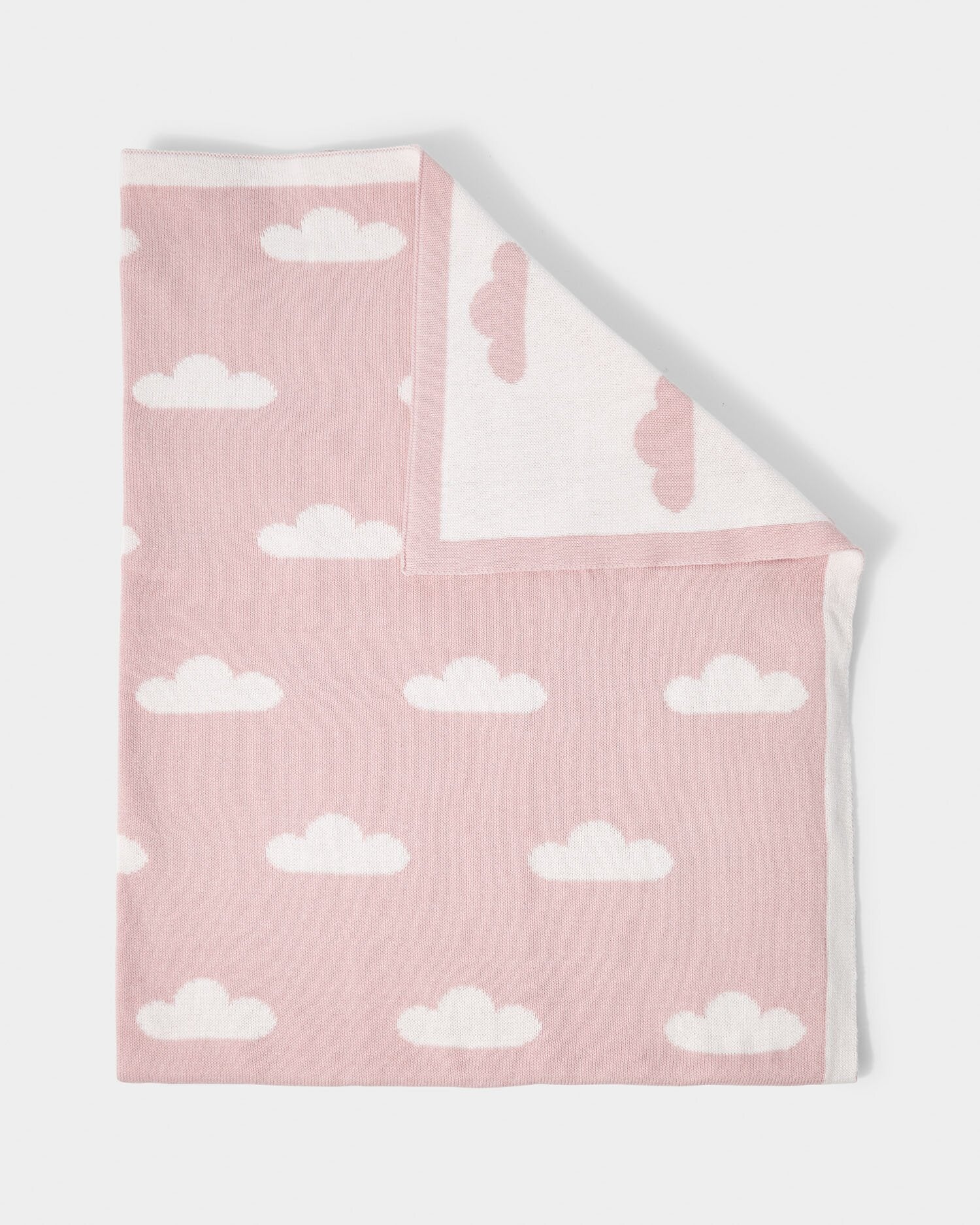 Printed Baby Blanket 'Cloud' Pink / Off White