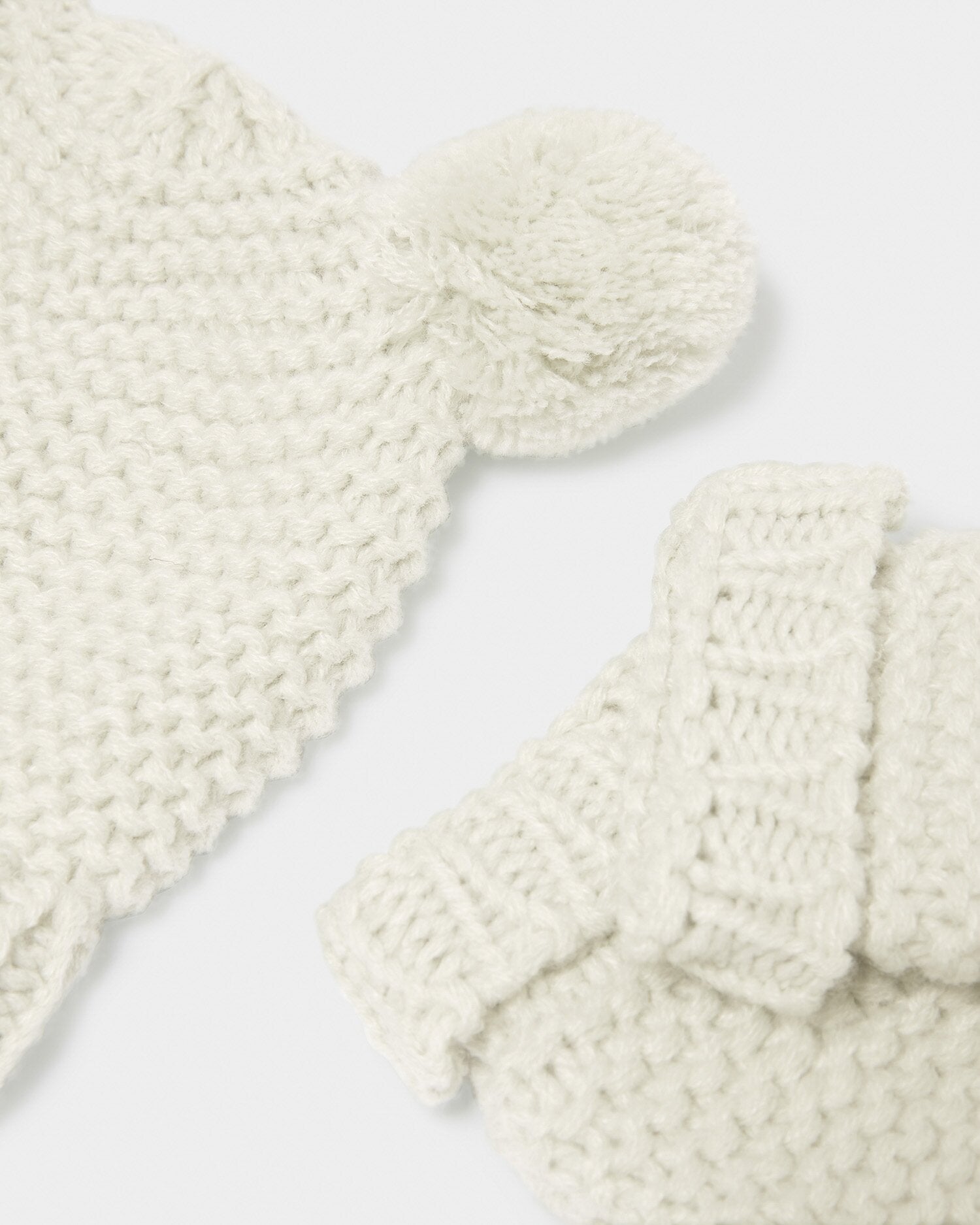 Knitted Hat & Mittens Set 'White'