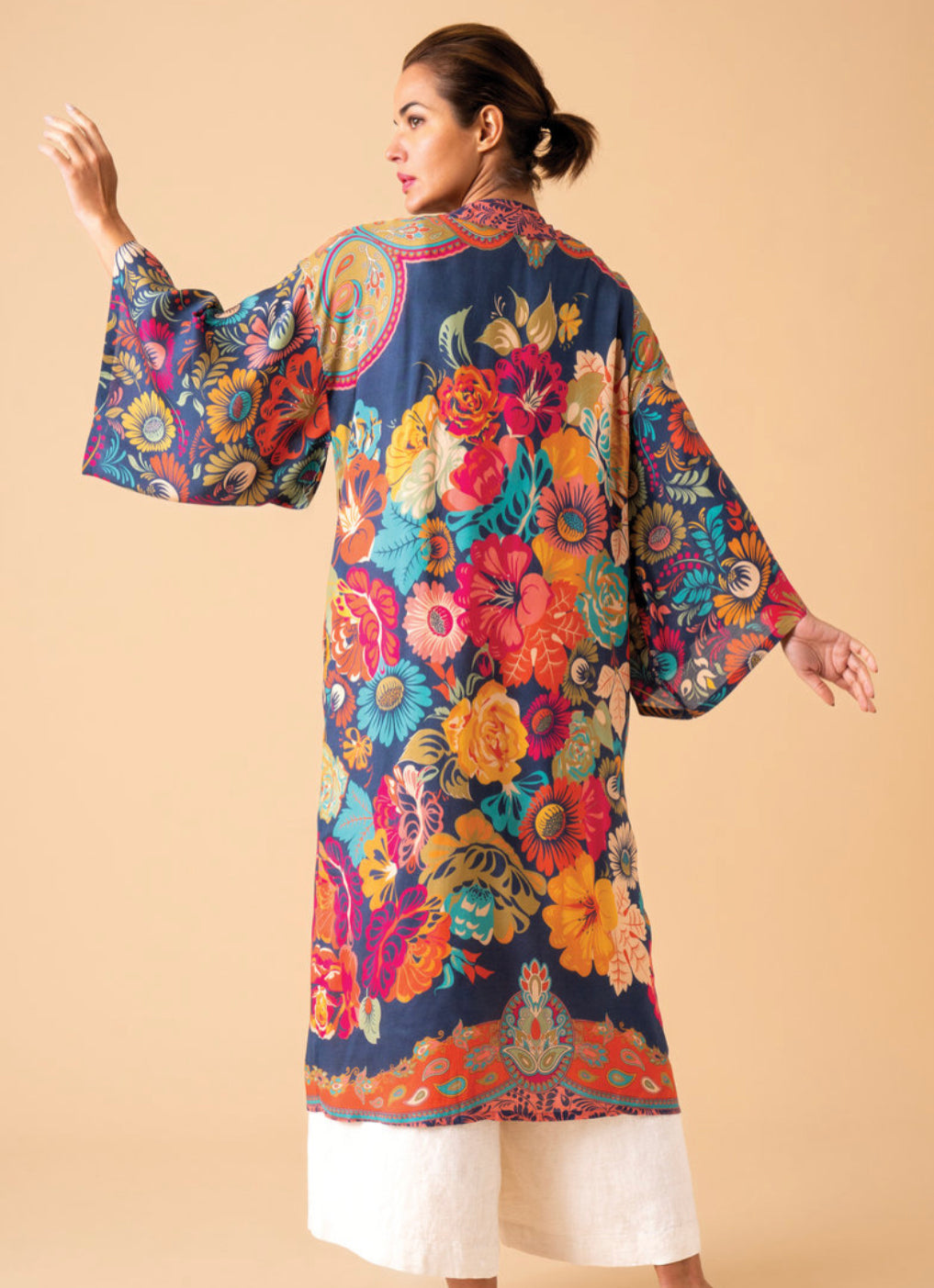 Vintage Floral Kimono Gown in Ink - Powder Designs