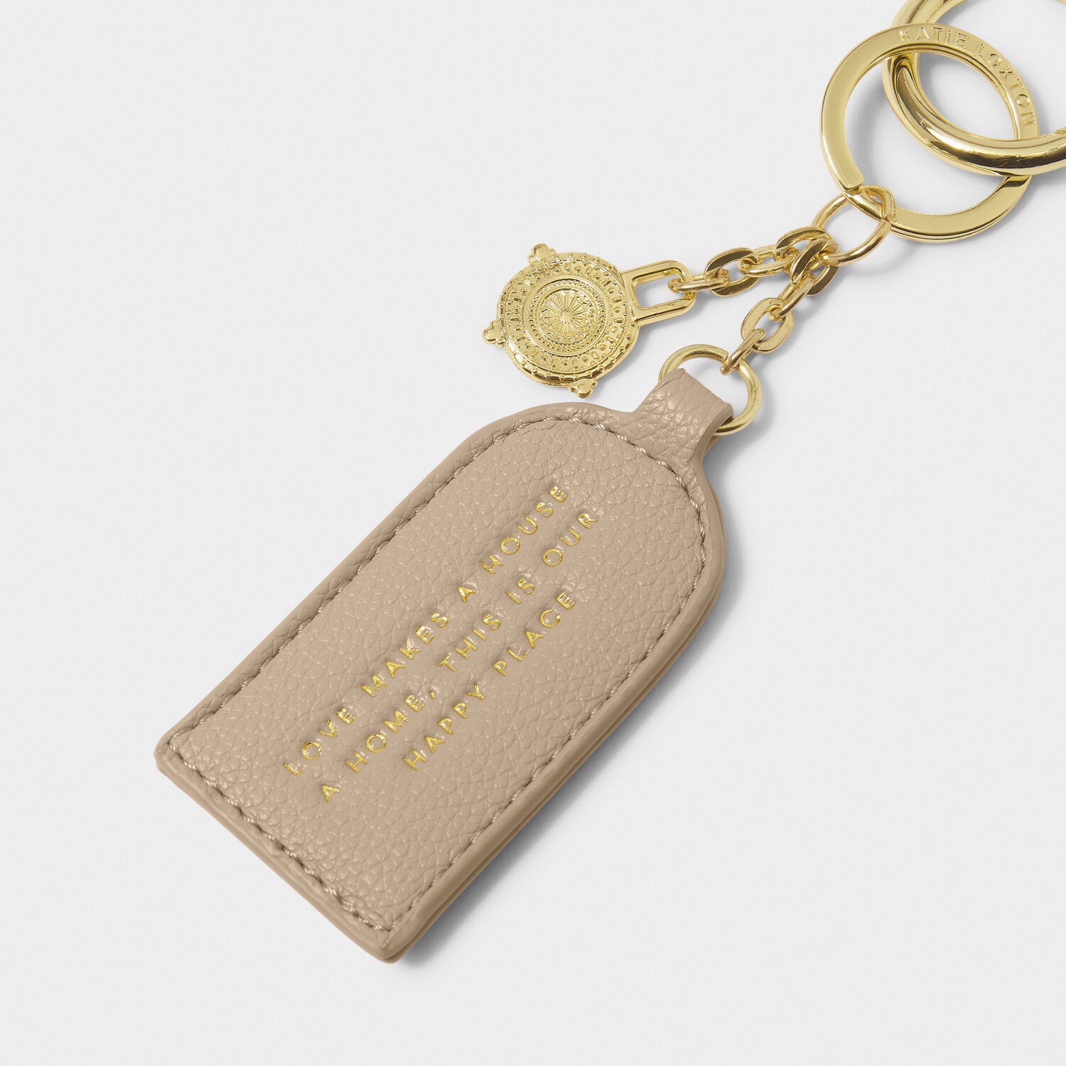 Katie Loxton -  Keepsake Charm Keyring 'Love Makes A House A Home, This Is Our Happy Place'