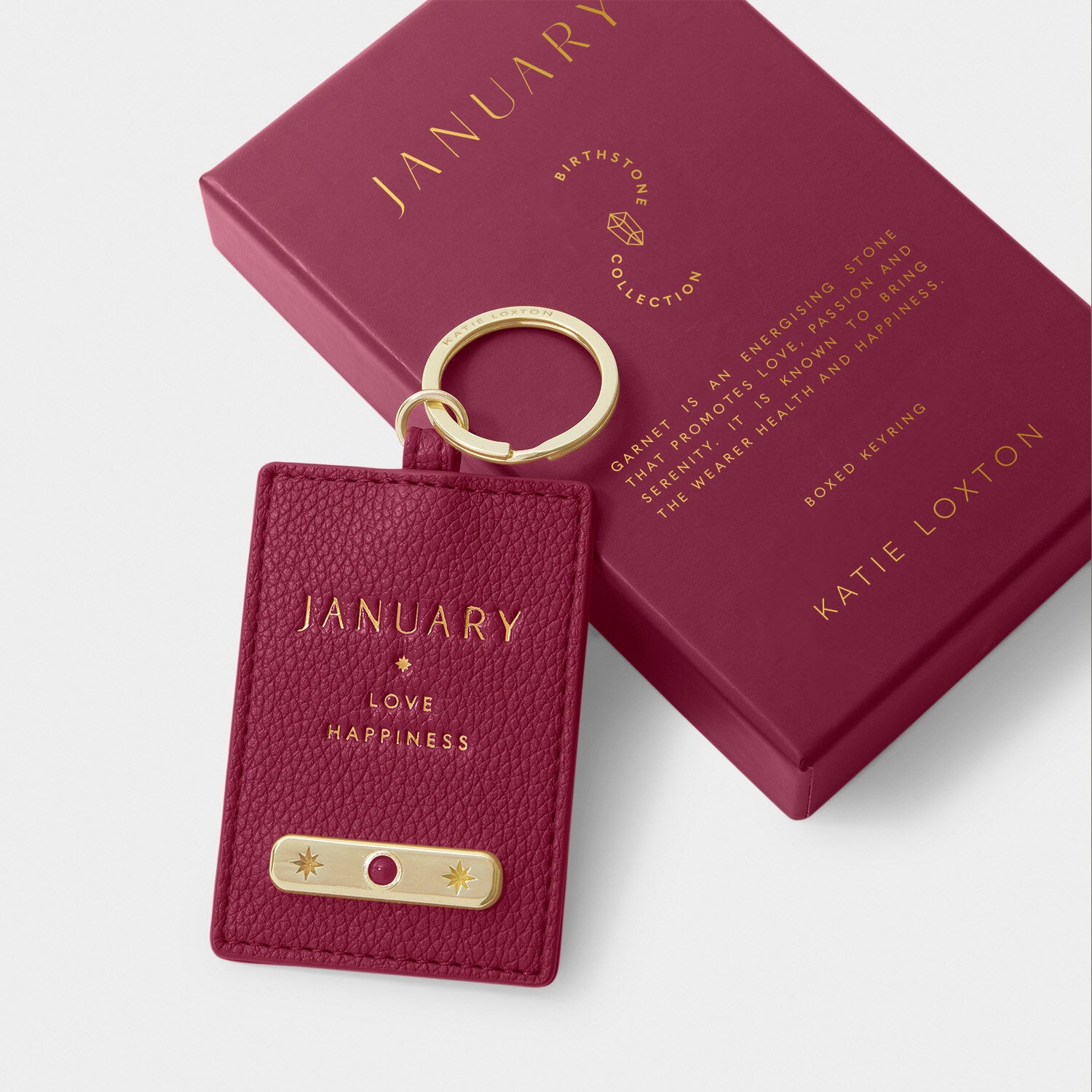 Katie Loxton - Birthstone Keyring - January - Deep Red