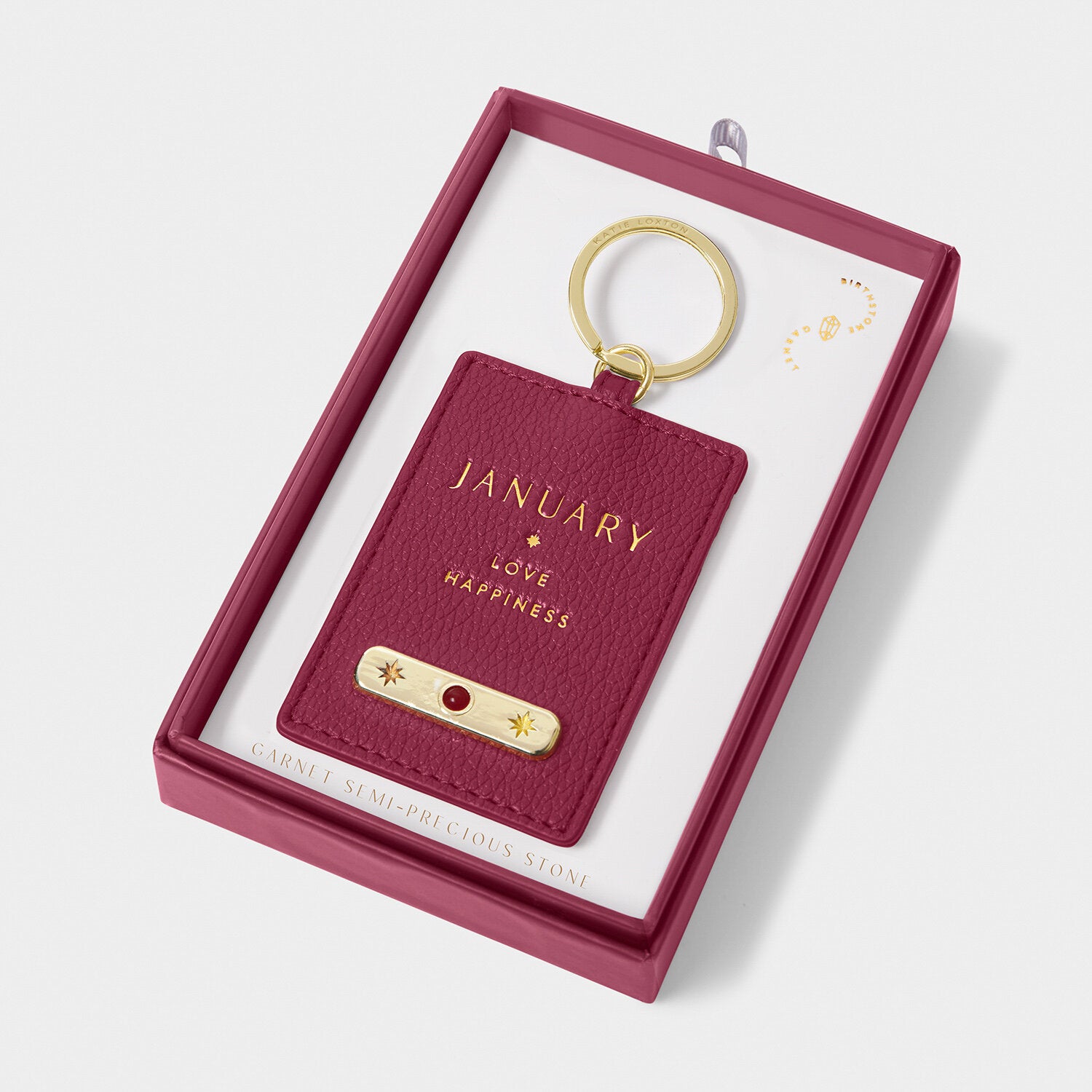 Katie Loxton - Birthstone Keyring - January - Deep Red