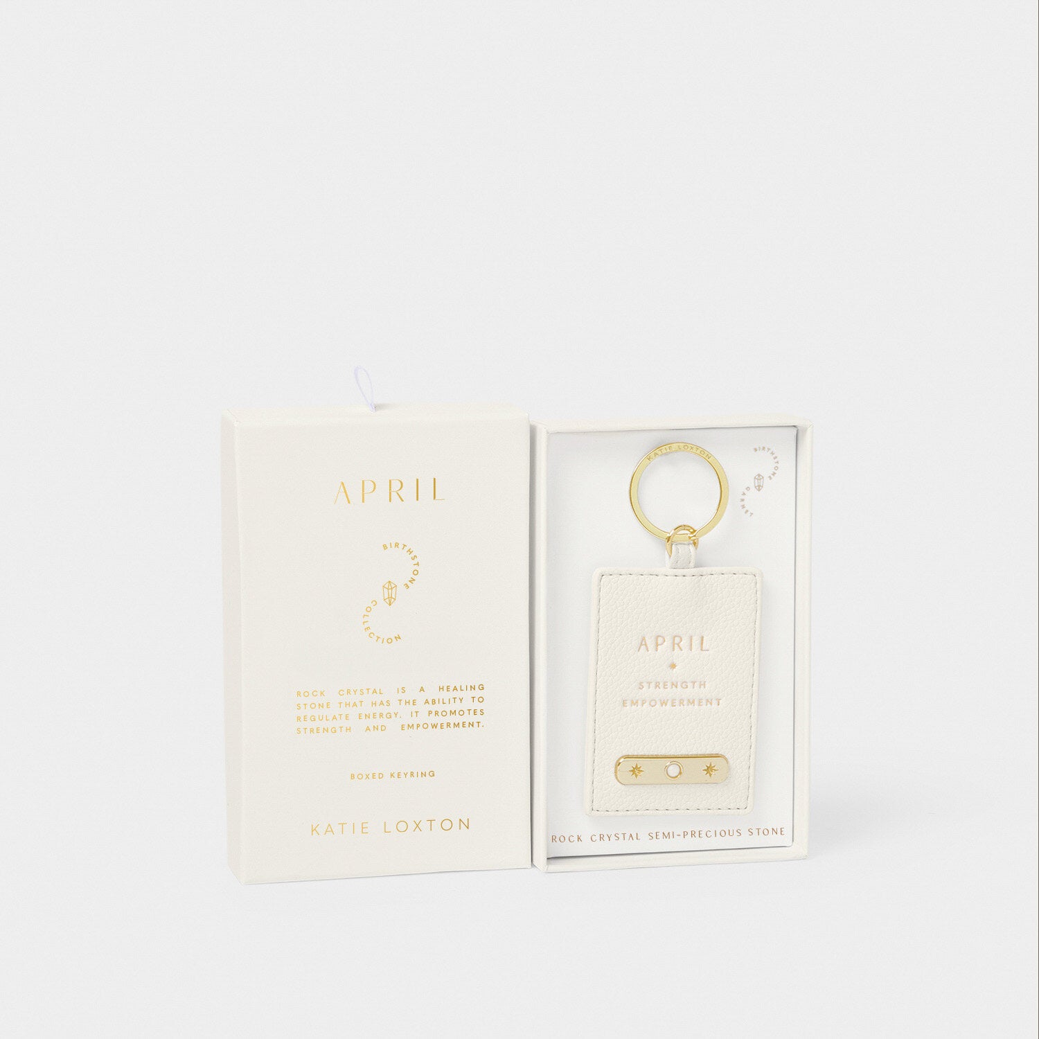 Katie Loxton - Birthstone Keyring - April - Off White