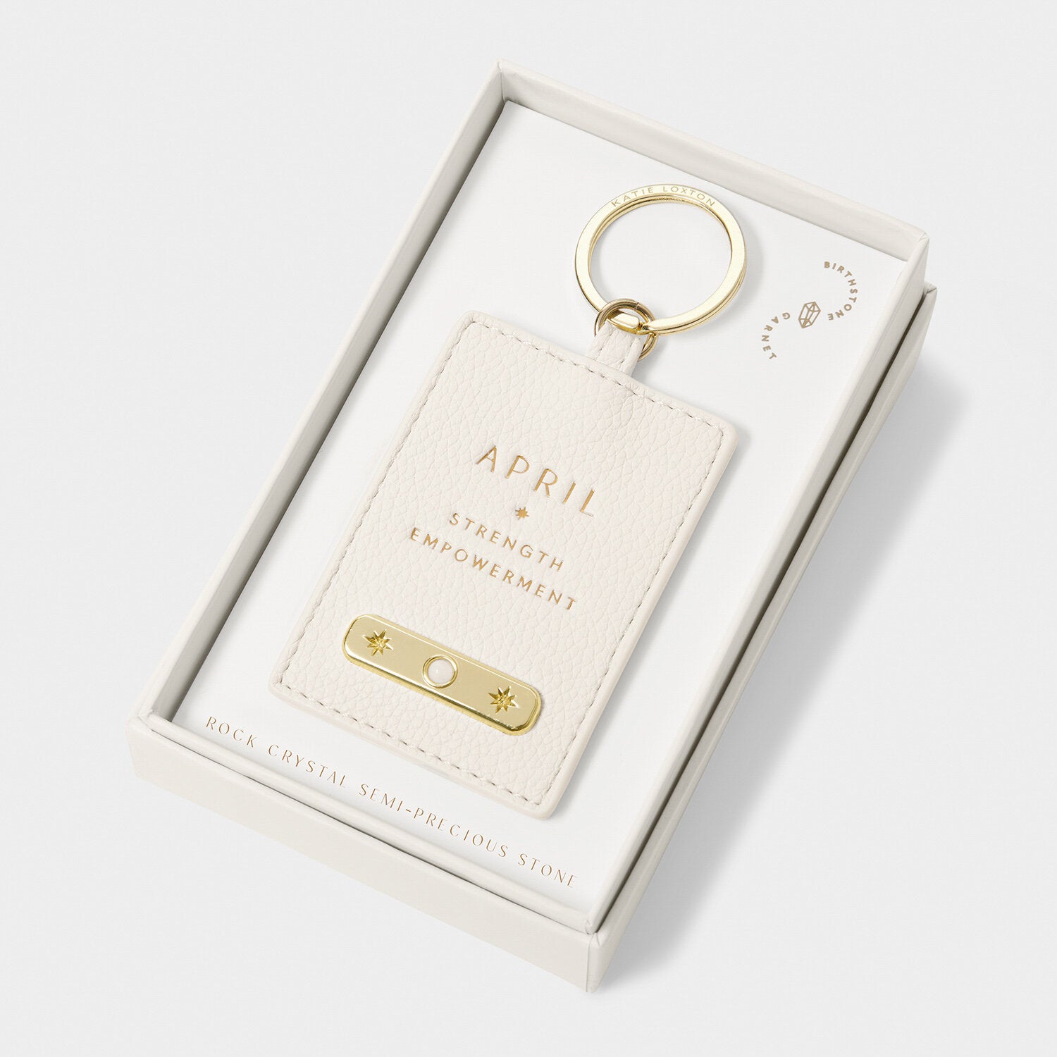 Katie Loxton - Birthstone Keyring - April - Off White