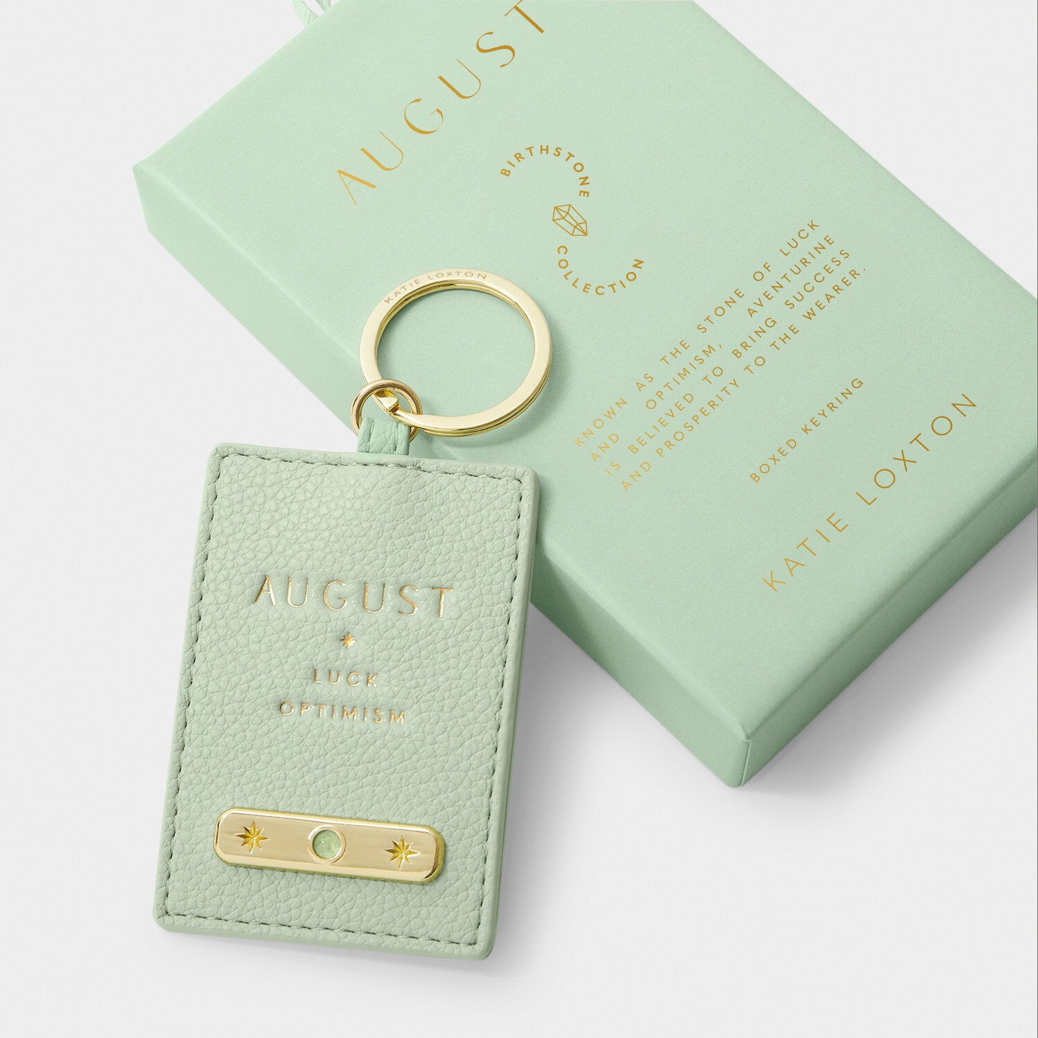 Katie Loxton - Birthstone Keyring - August - Sage Green