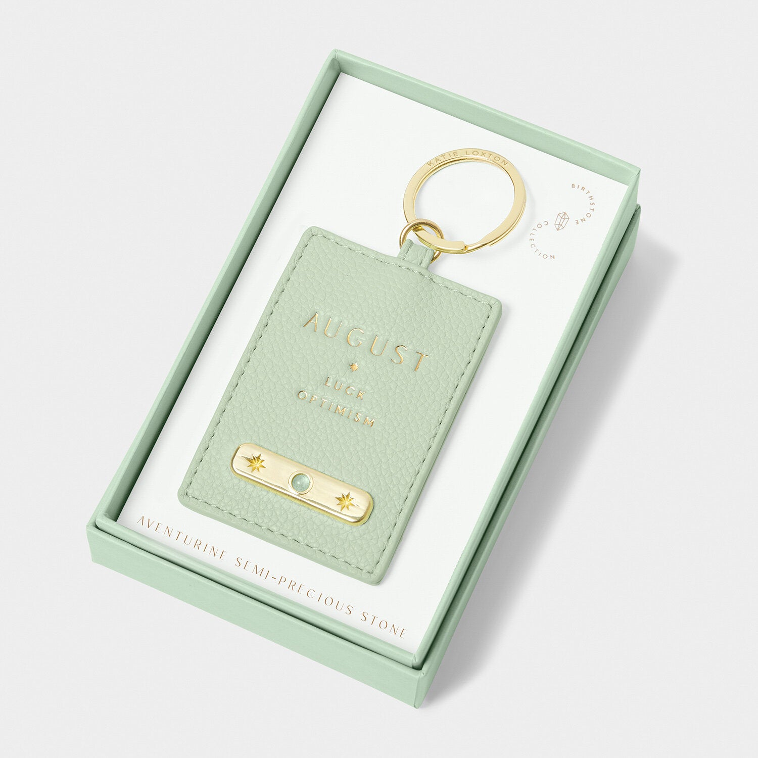 Katie Loxton - Birthstone Keyring - August - Sage Green