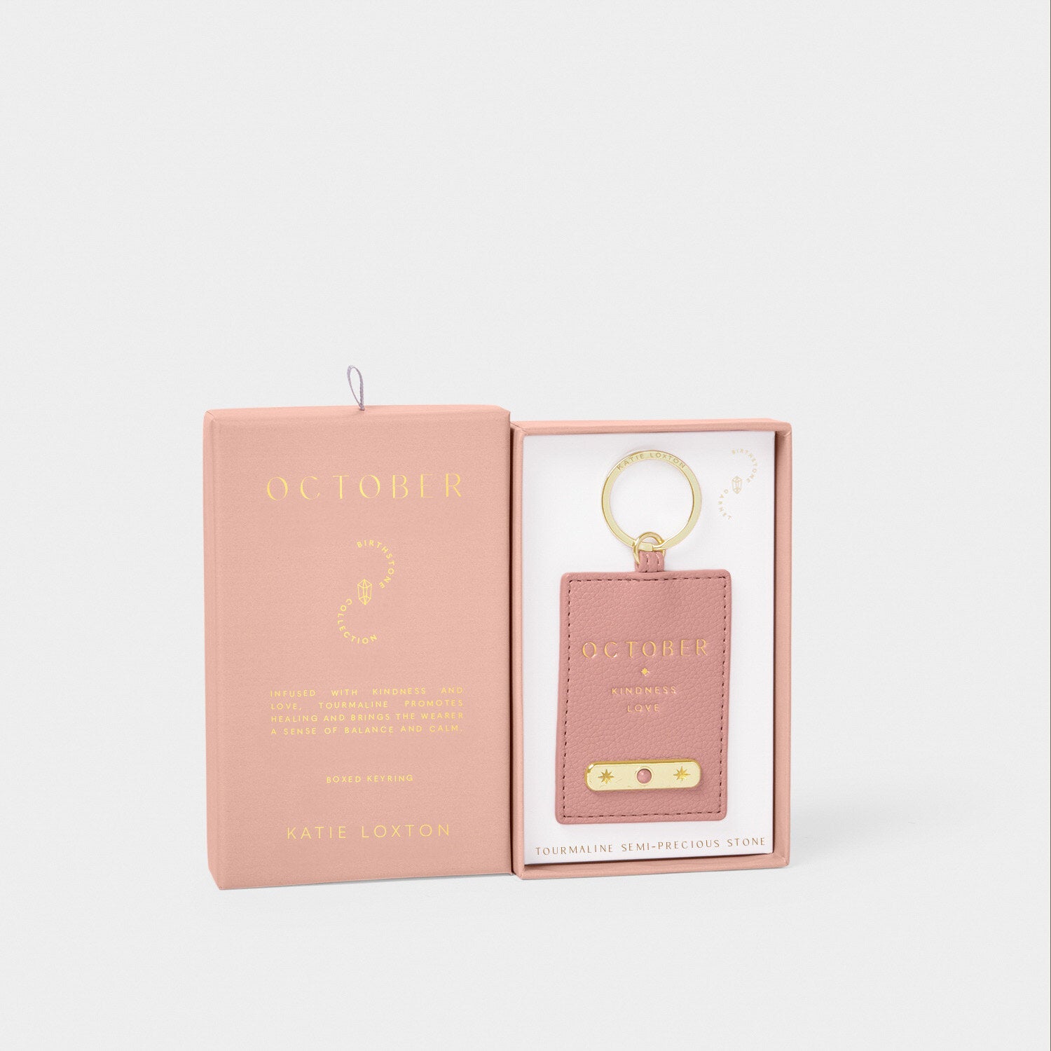 Katie Loxton - Birthstone Keyring - October - Dusty Pink