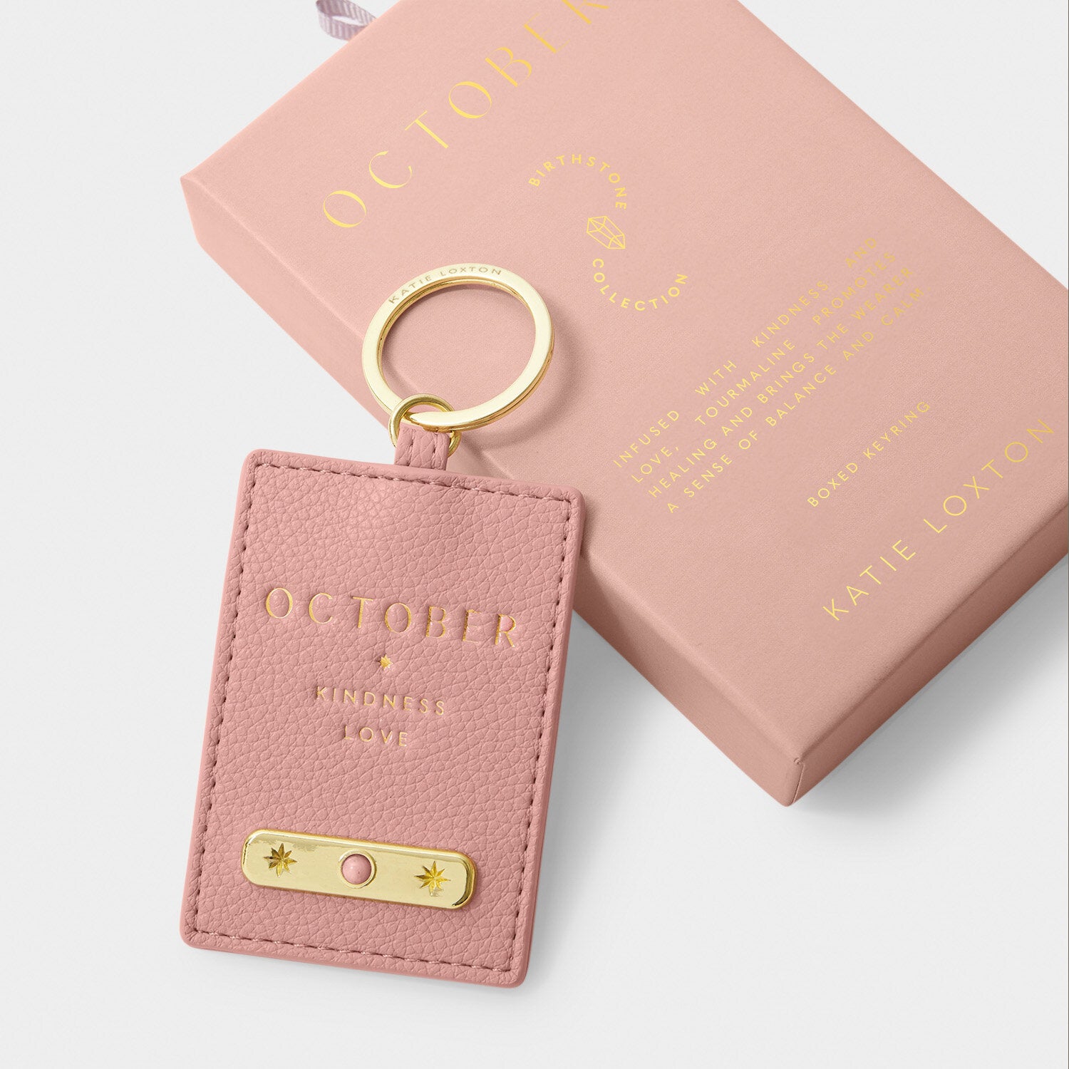 Katie Loxton - Birthstone Keyring - October - Dusty Pink