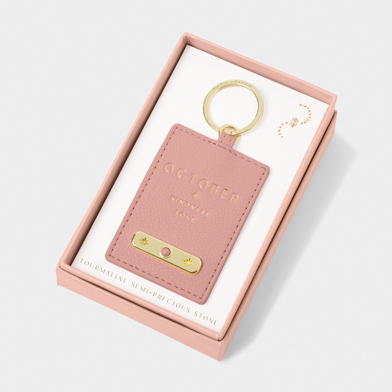 Katie Loxton - Birthstone Keyring - October - Dusty Pink